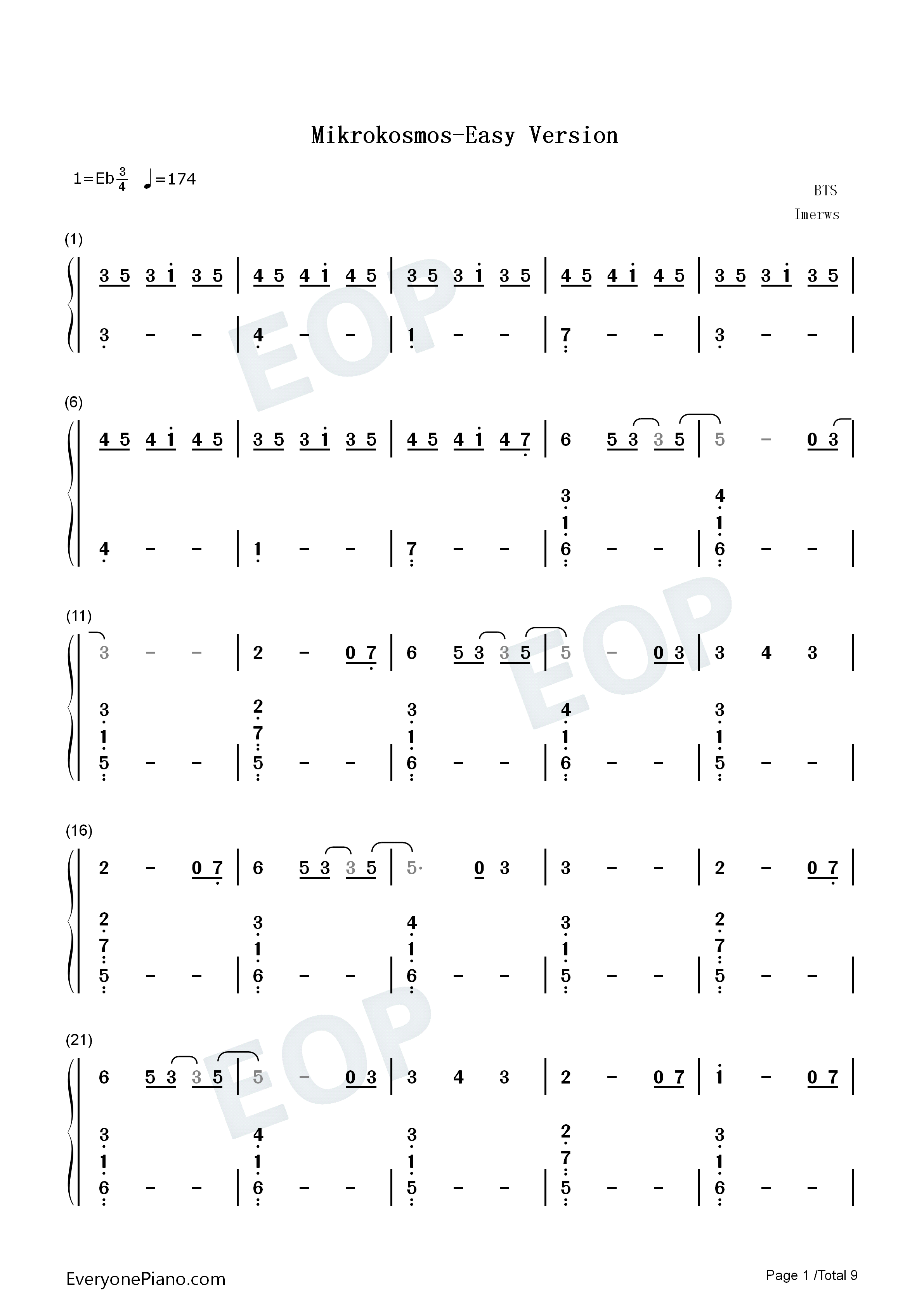 Mikrokosmos钢琴简谱_防弹少年团演唱