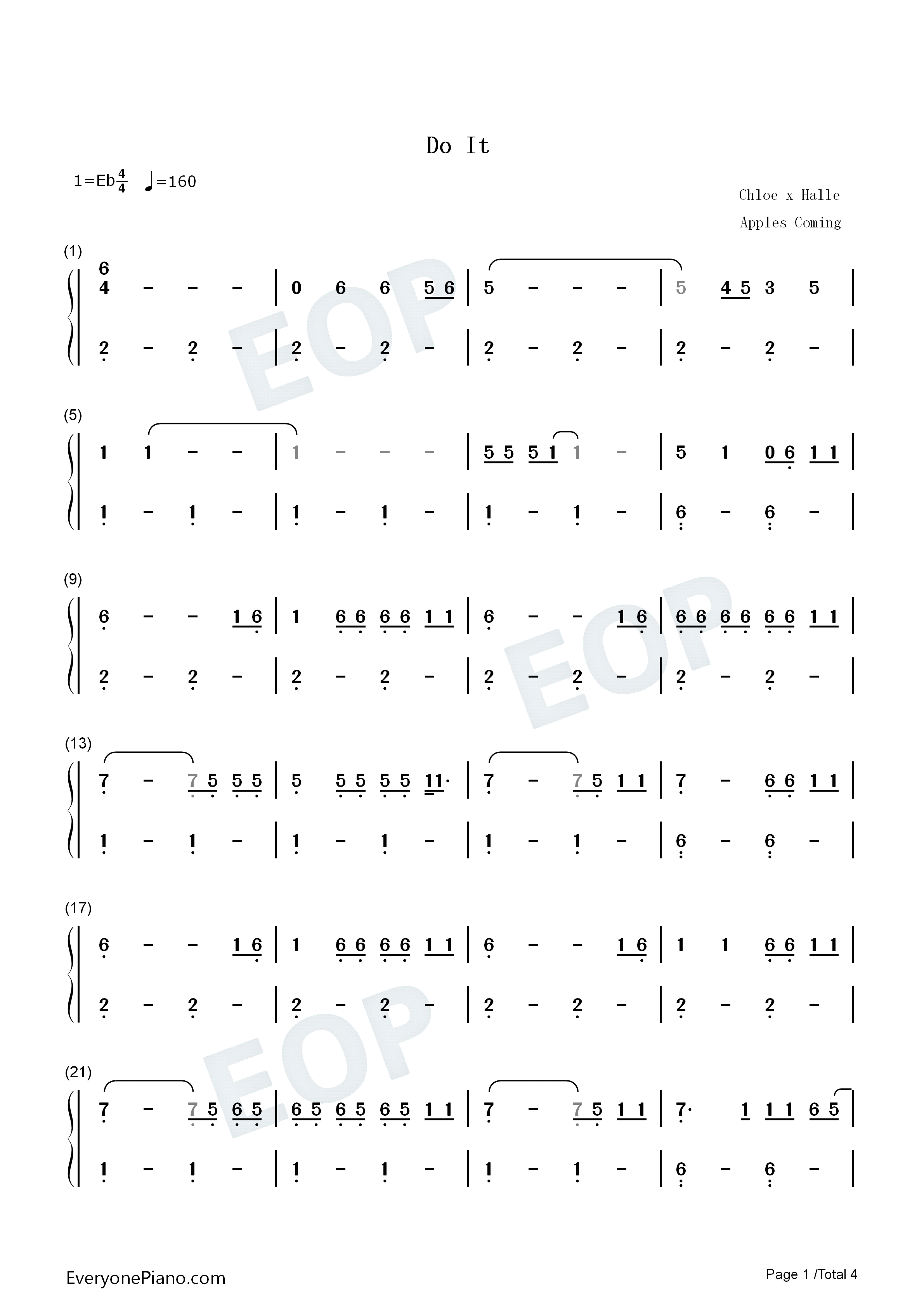 Do_It钢琴简谱_Chloe_x_Halle演唱