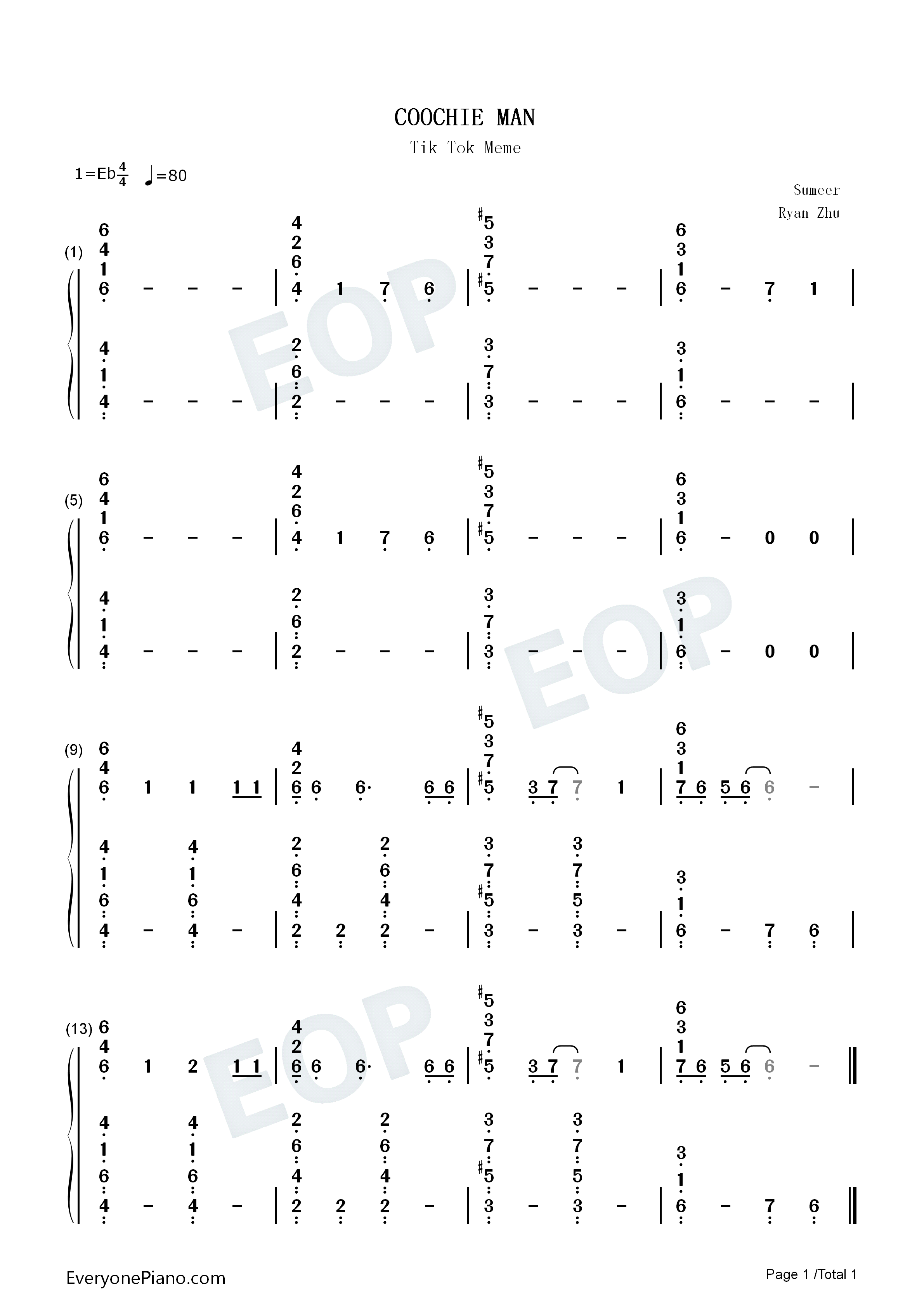 COOCHIE_MAN钢琴简谱_Coolio演唱