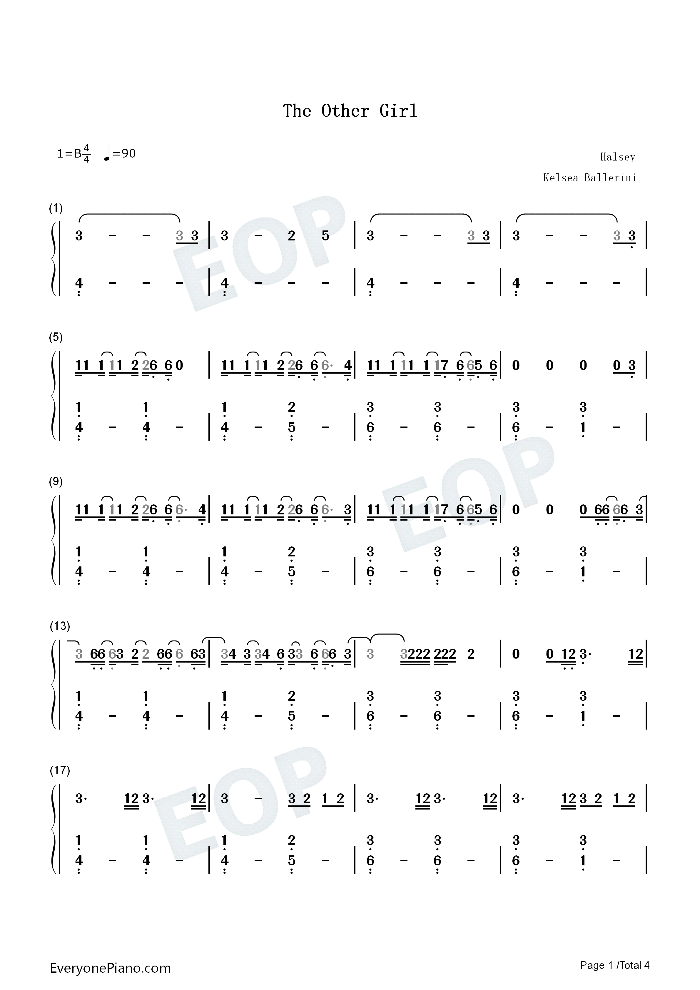 The_Other_Girl钢琴简谱_Kelsea_Ballerini_Halsey演唱
