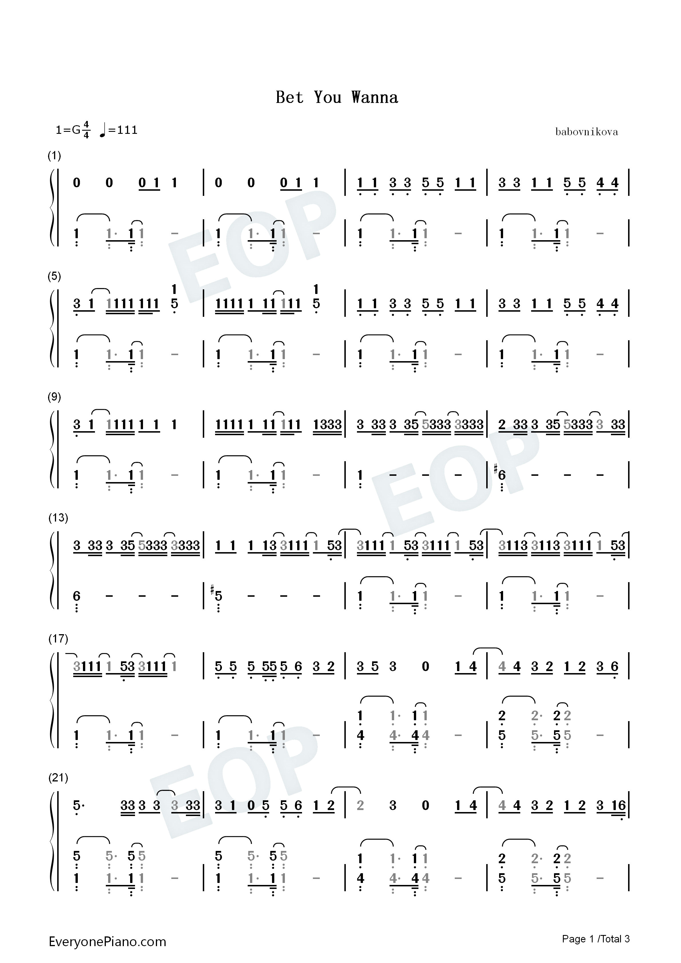 Bet_You_Wanna钢琴简谱_Blackpink_Cardi_B演唱