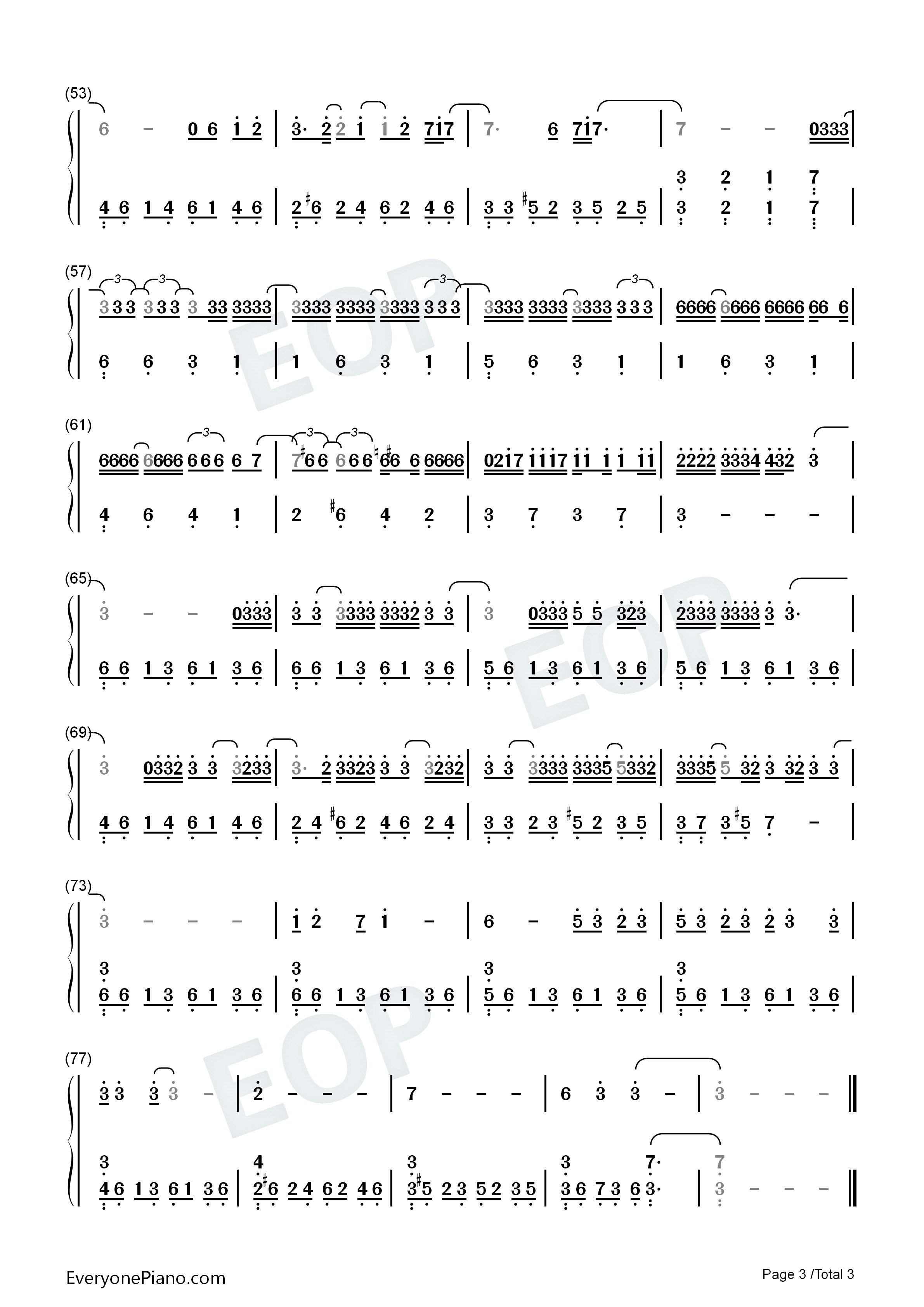 孤独钢琴简谱_邓紫棋演唱