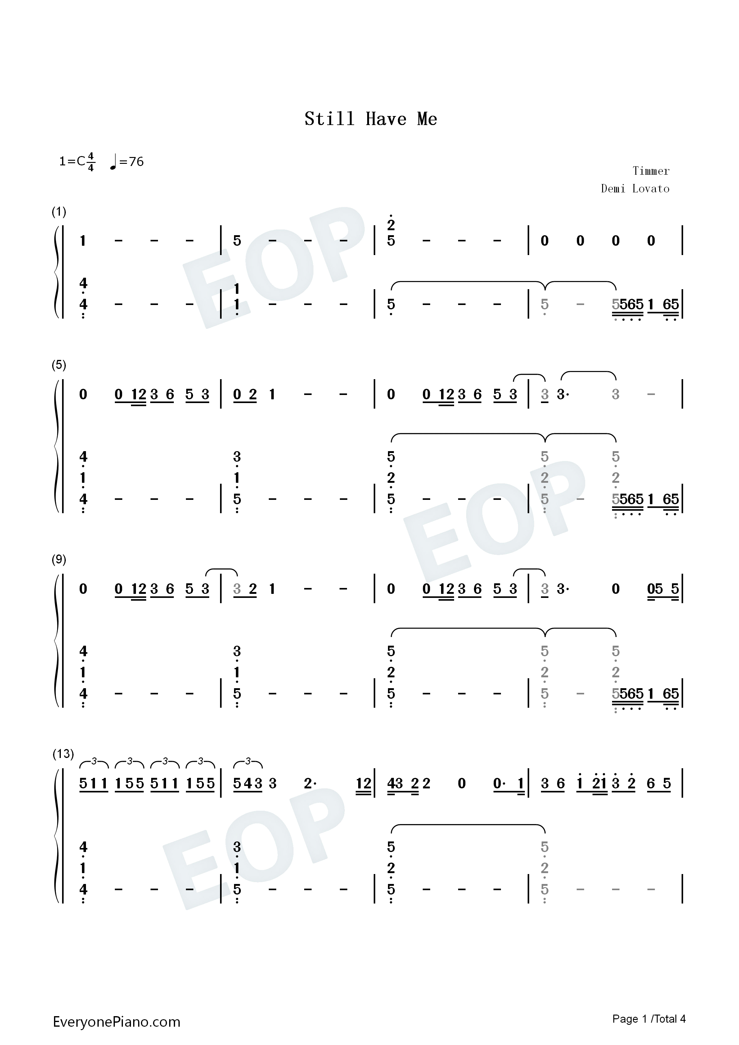 Still_Have_Me钢琴简谱_Demi_Lovato演唱