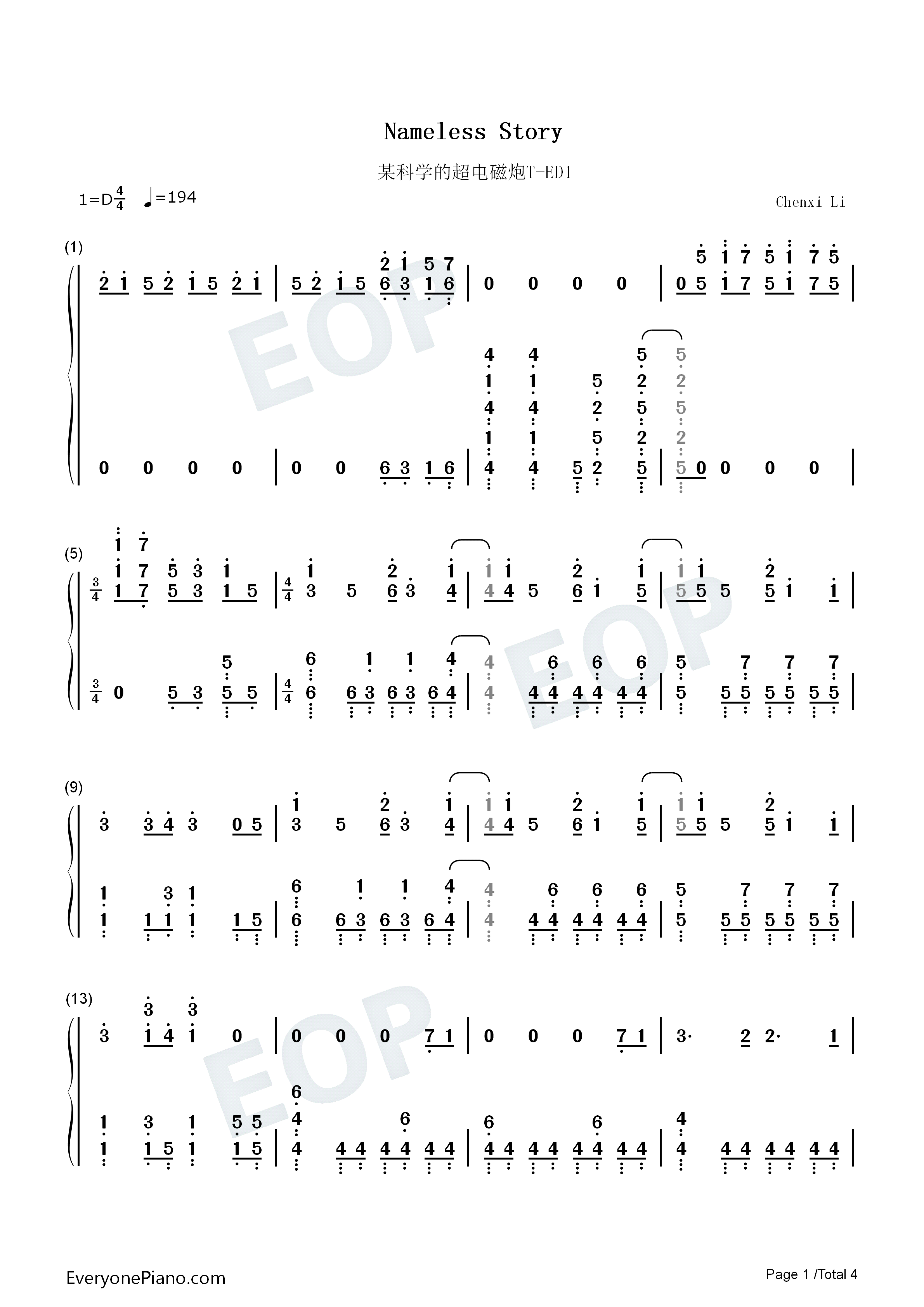 Nameless_Story钢琴简谱_岸田教团&THE明星Rockets演唱