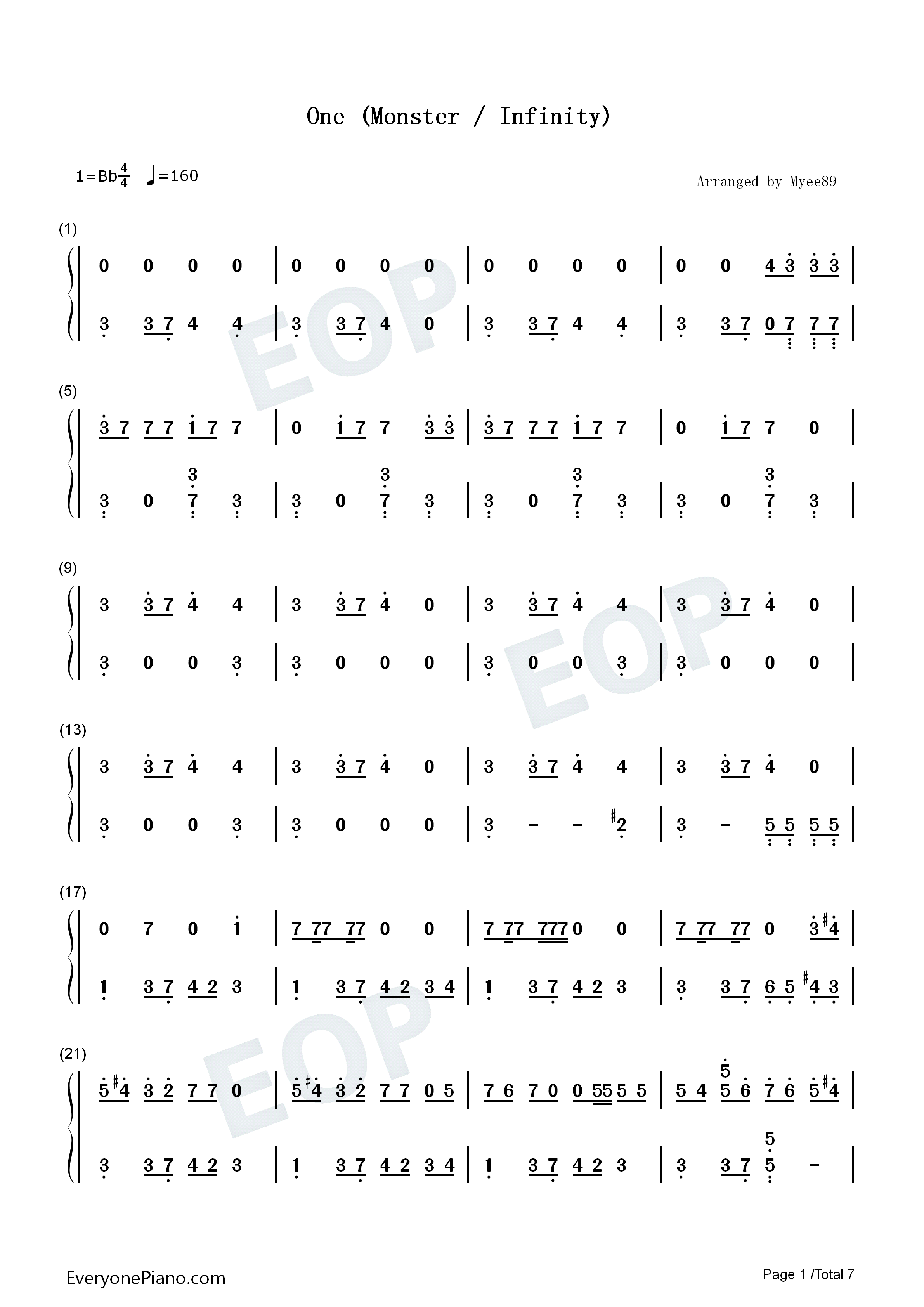 One_Monster_Infinity钢琴简谱_SuperM演唱