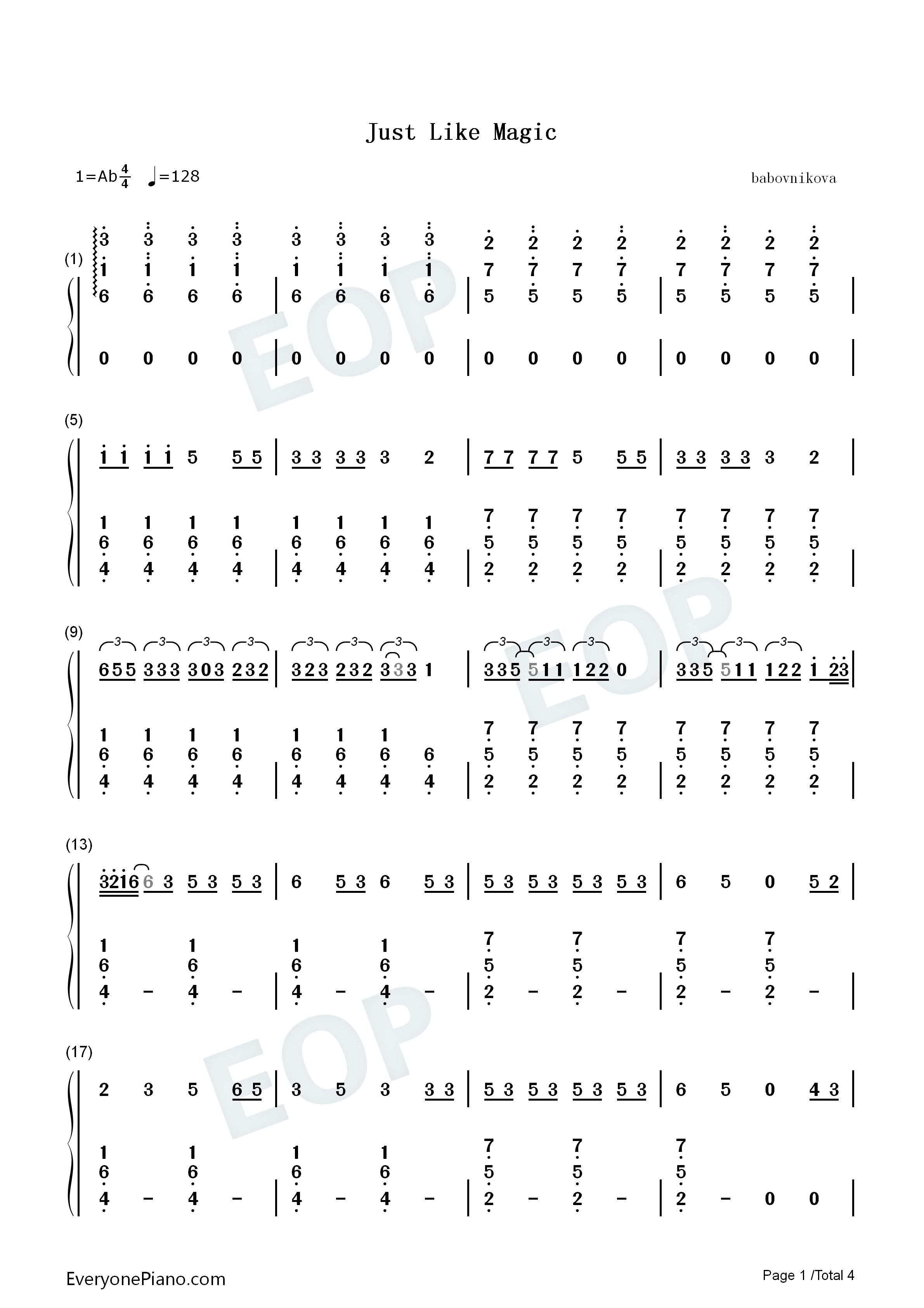 Just_Like_Magic钢琴简谱_Ariana_Grande演唱