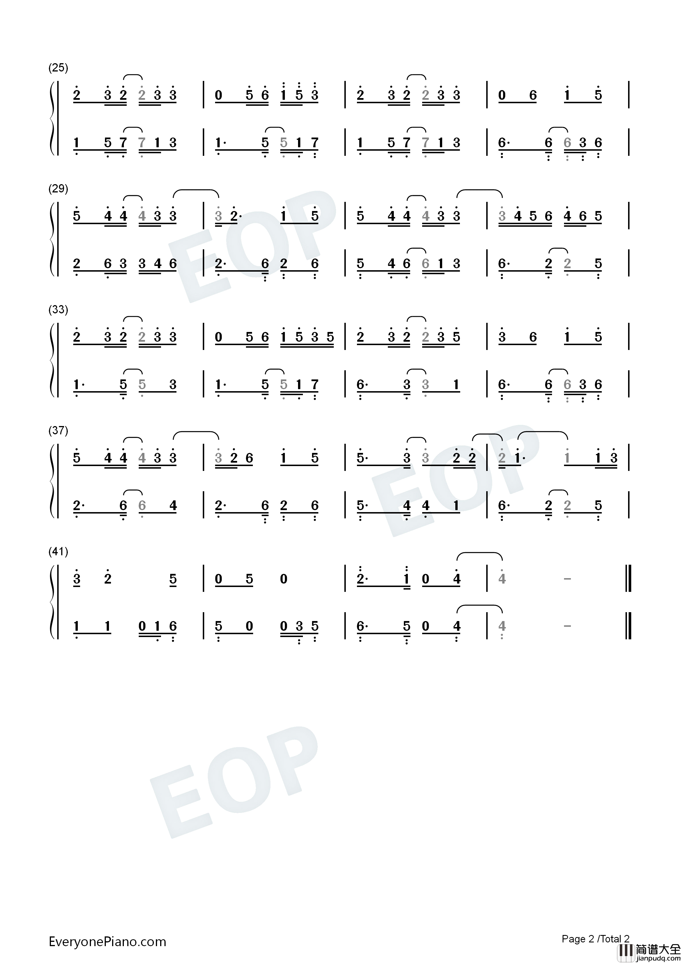 初雪钢琴简谱_EXO演唱