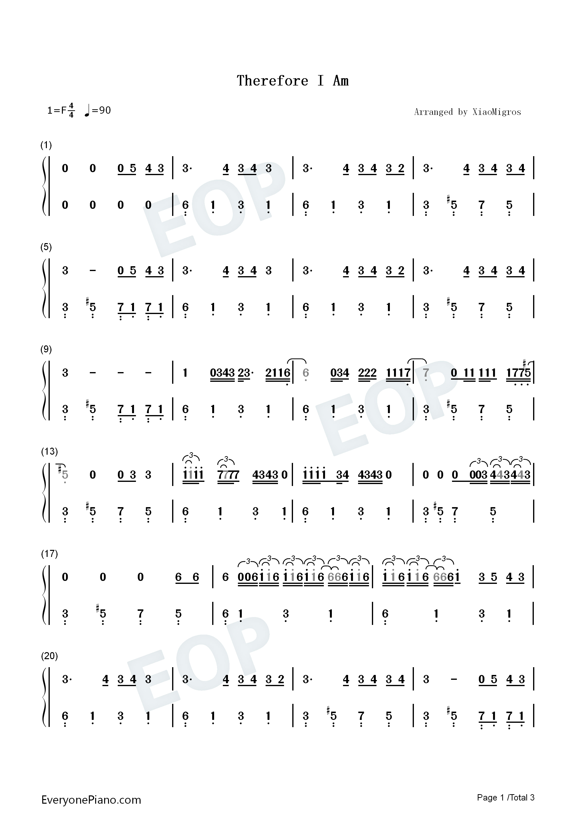 Therefore_I_Am钢琴简谱_Billie_Eilish演唱