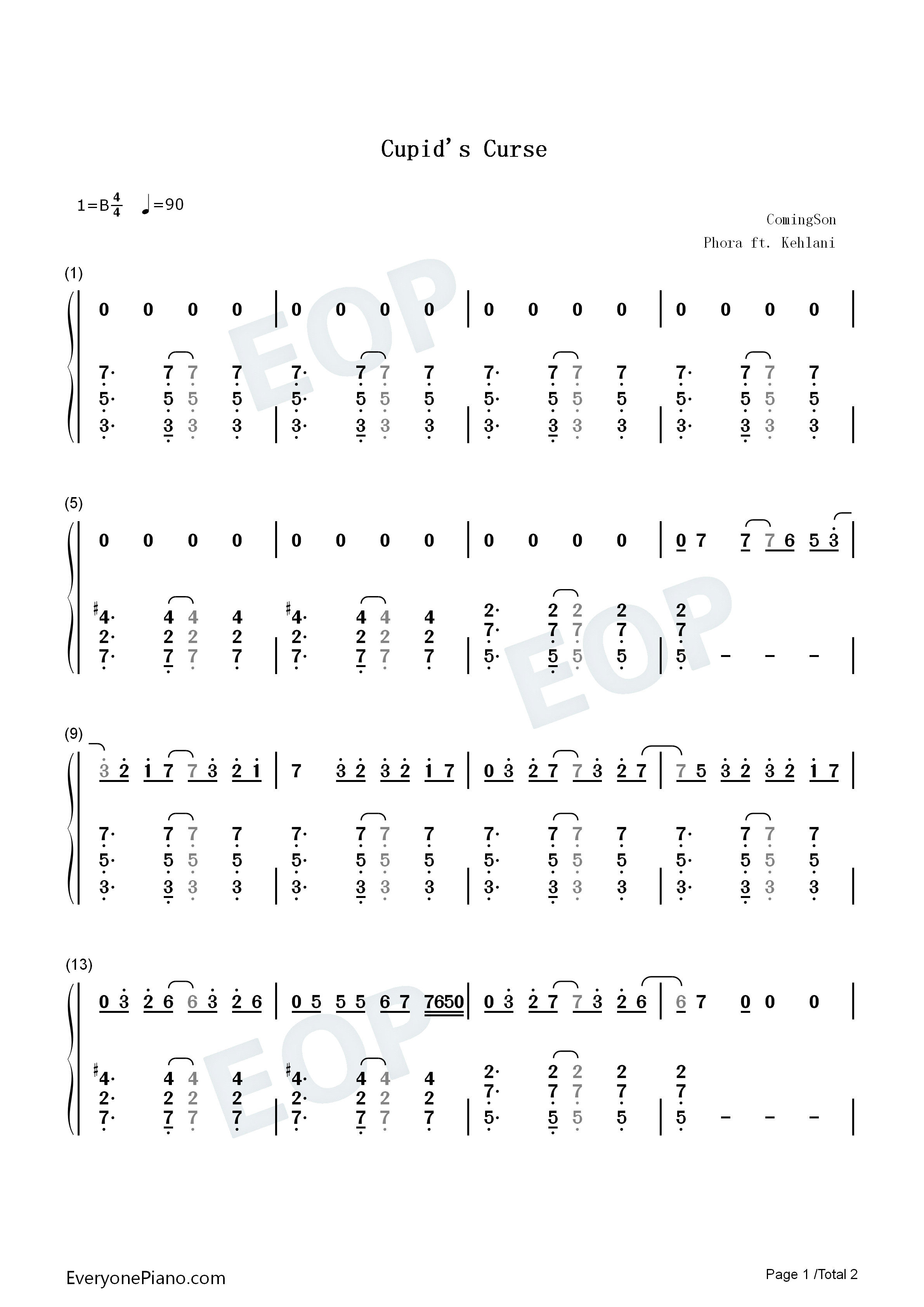 Cupids_Curse钢琴简谱_Phora_Kehlani演唱