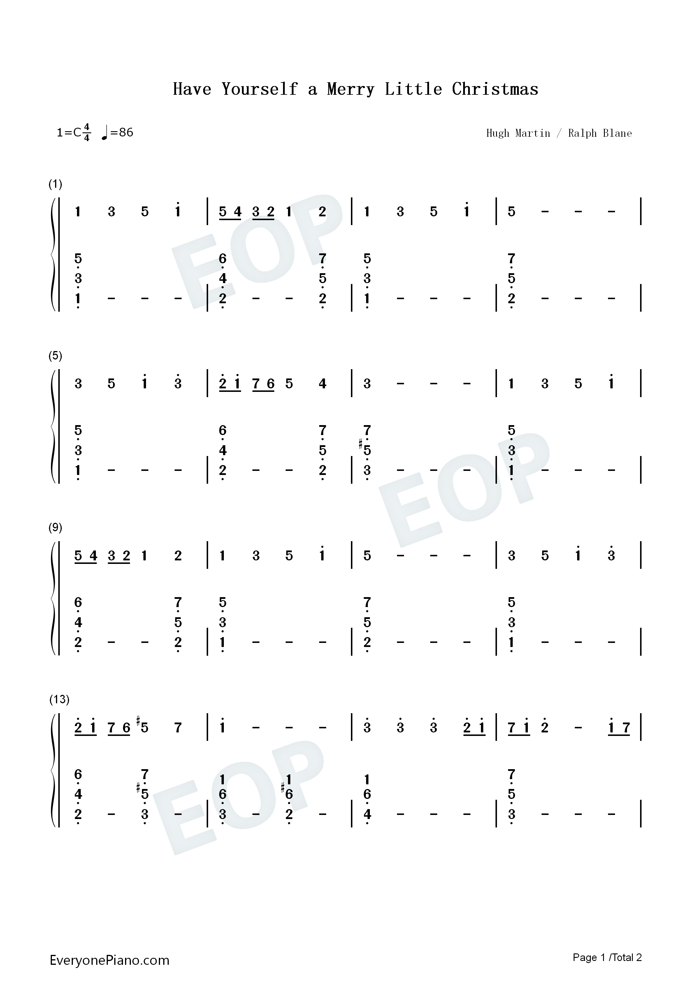 Have_Yourself_a_Merry_Little_Christmas钢琴简谱_Judy_Garland演唱