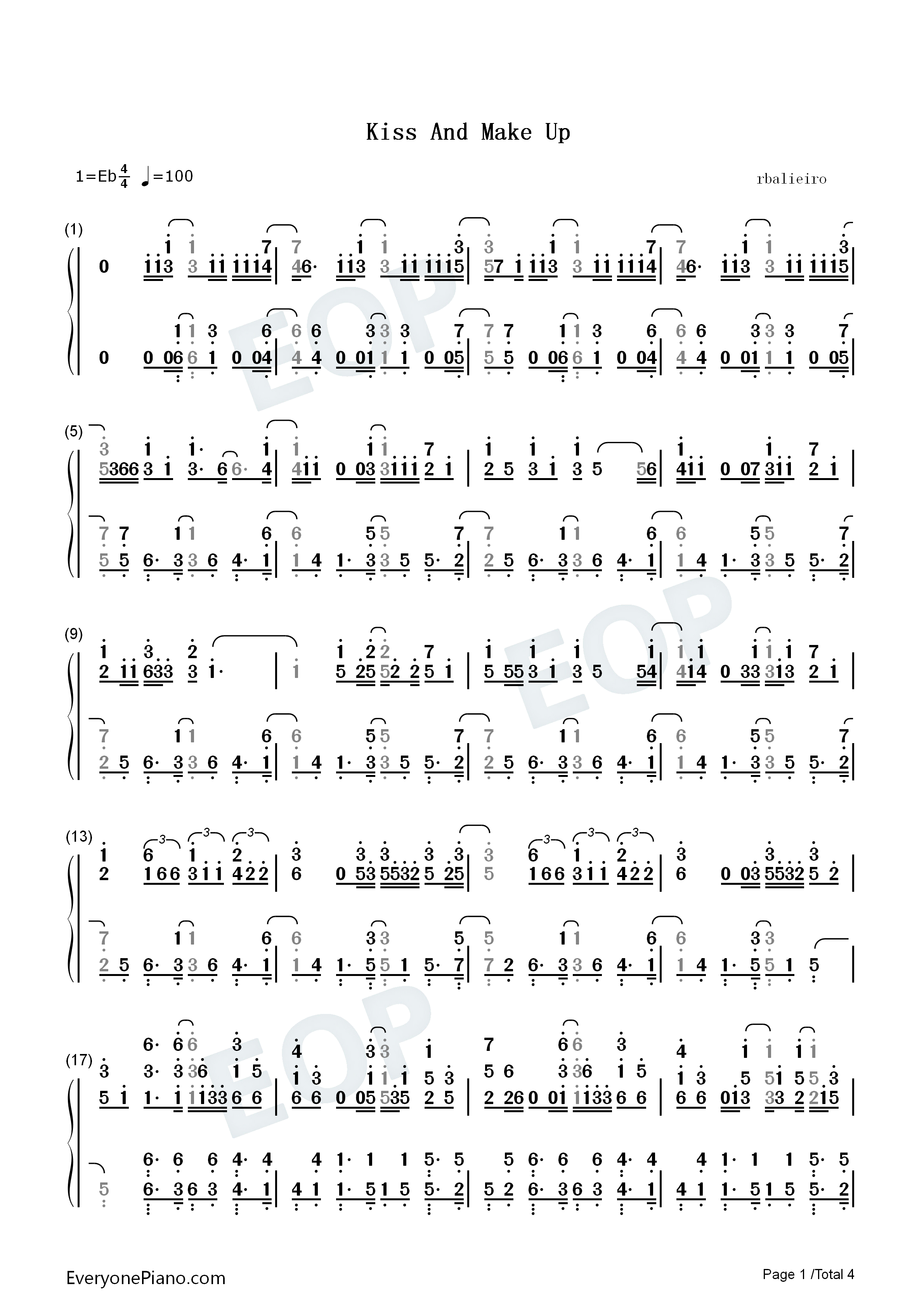 Kiss_And_Make_Up钢琴简谱_Dua_Lipa_Blackpink演唱