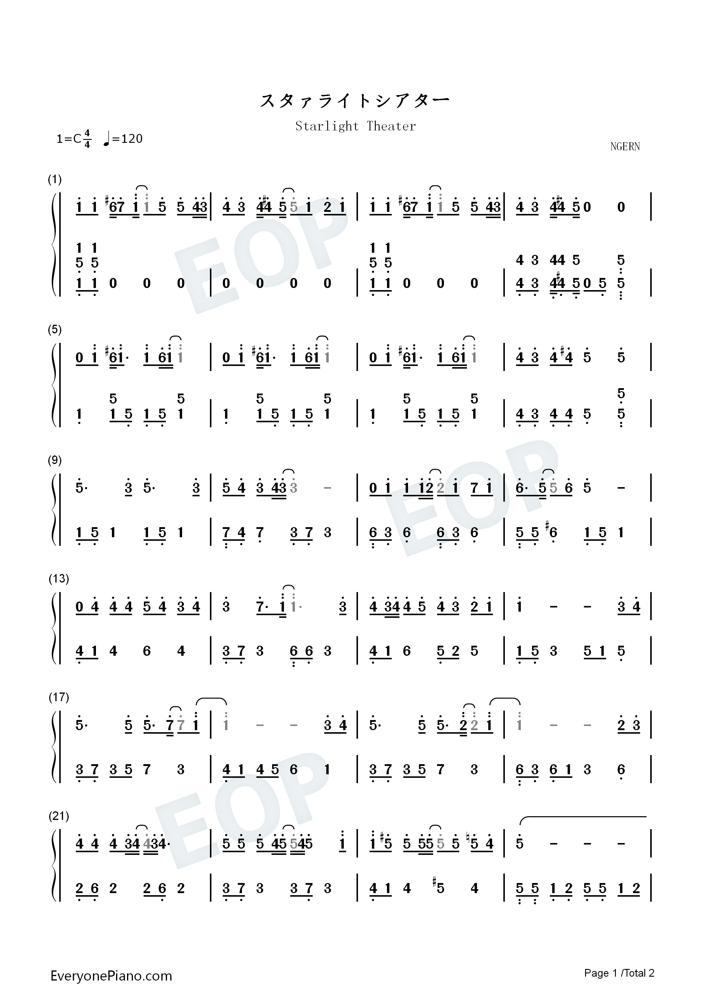 スタァライトシアター钢琴简谱_Starlight九九组演唱
