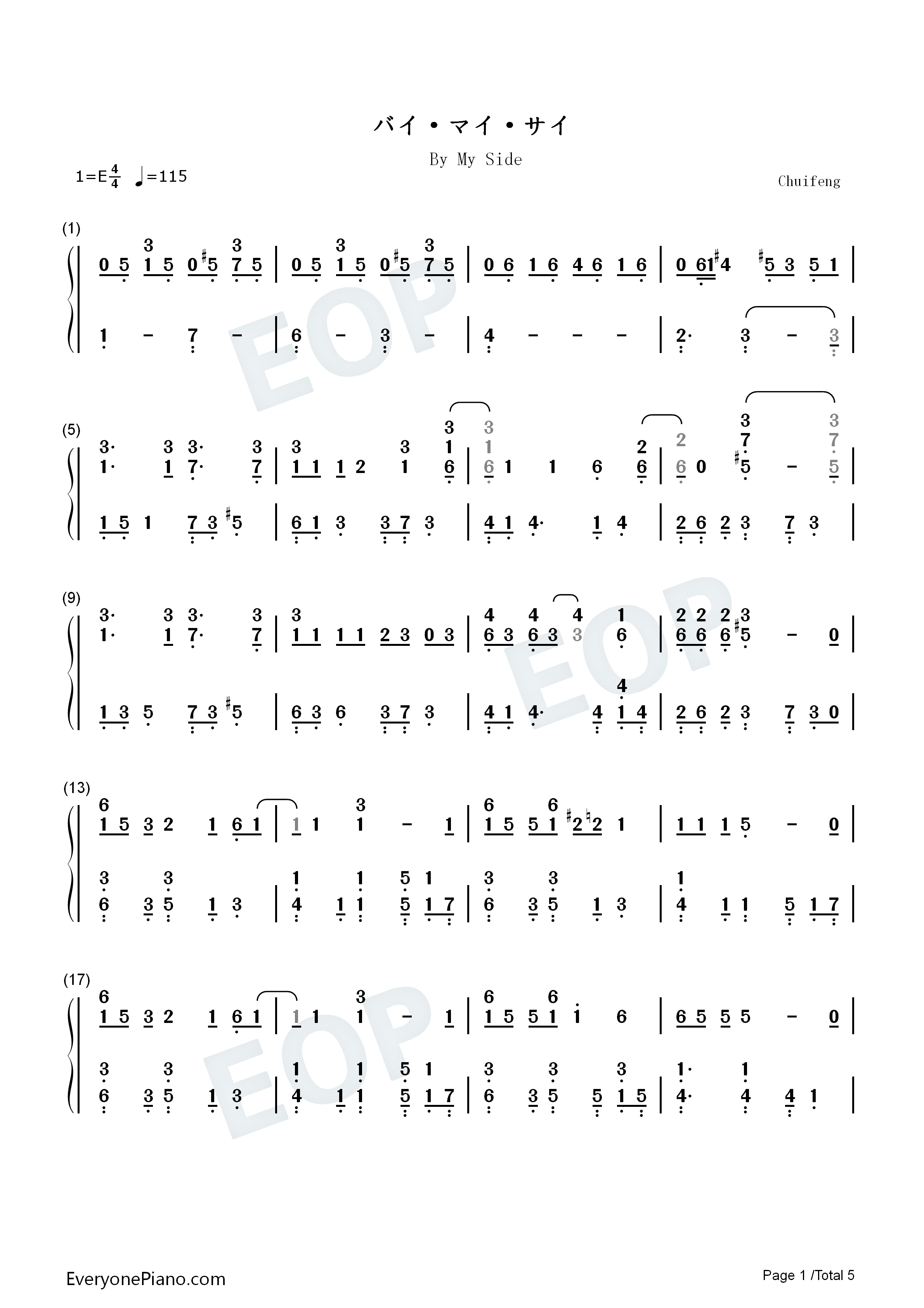 バイ・マイ・サイ钢琴简谱_Radwimps演唱