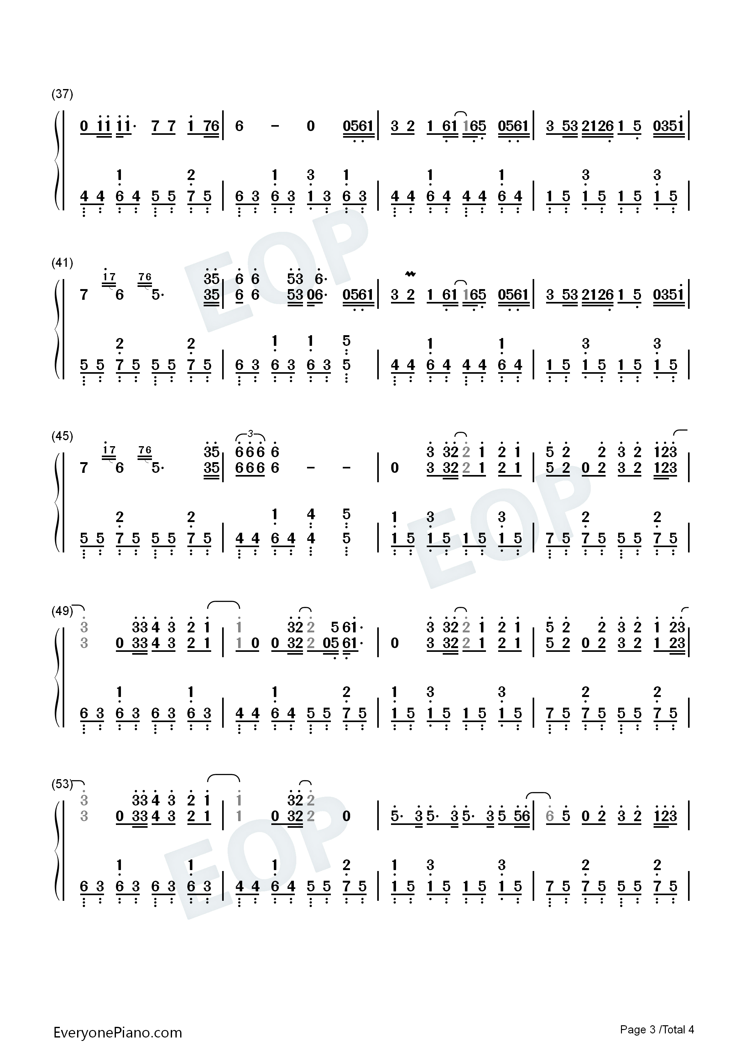 Dear_John钢琴简谱_比莉演唱