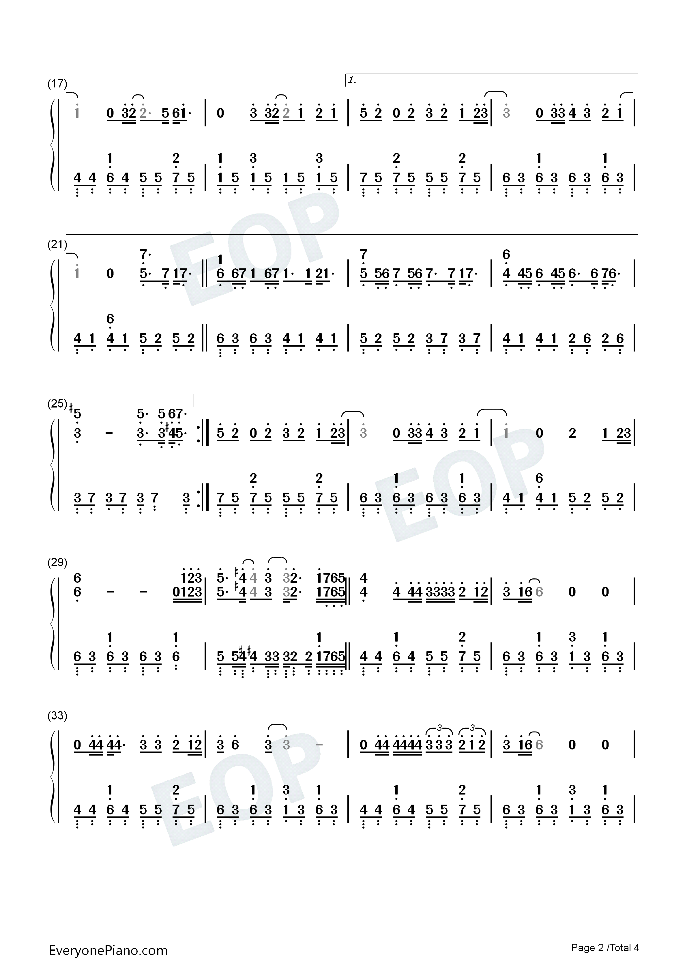 Dear_John钢琴简谱_比莉演唱