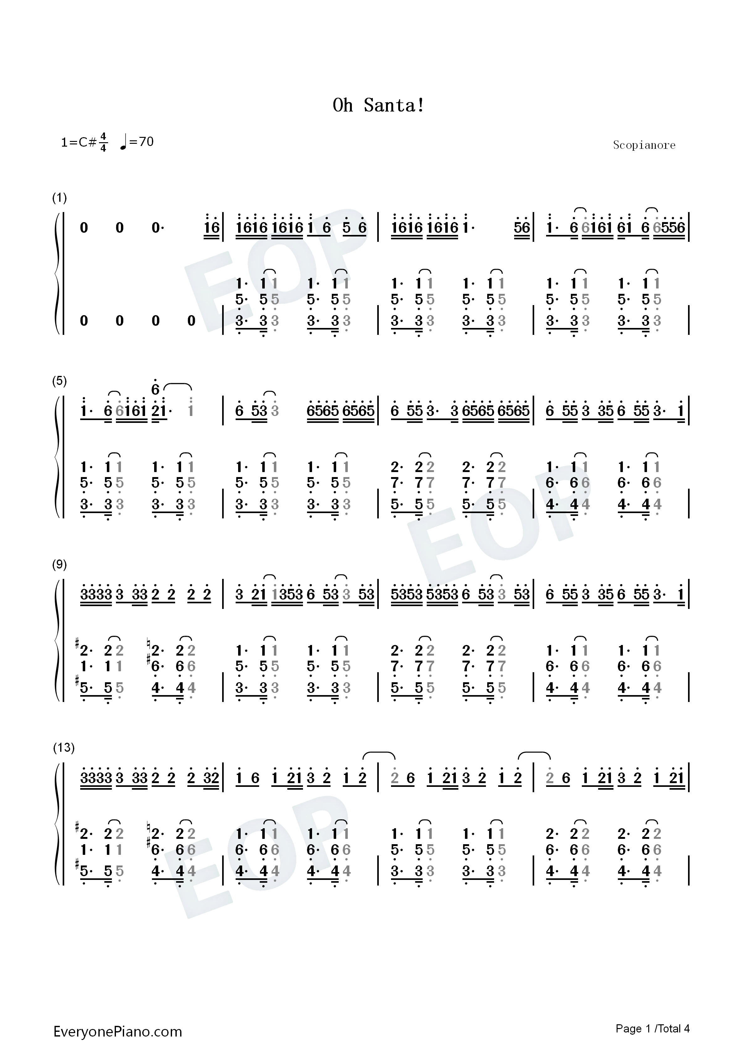 Oh_Santa钢琴简谱_Mariah_Carey_Ariana_Grande_Jennifer_Hudson演唱