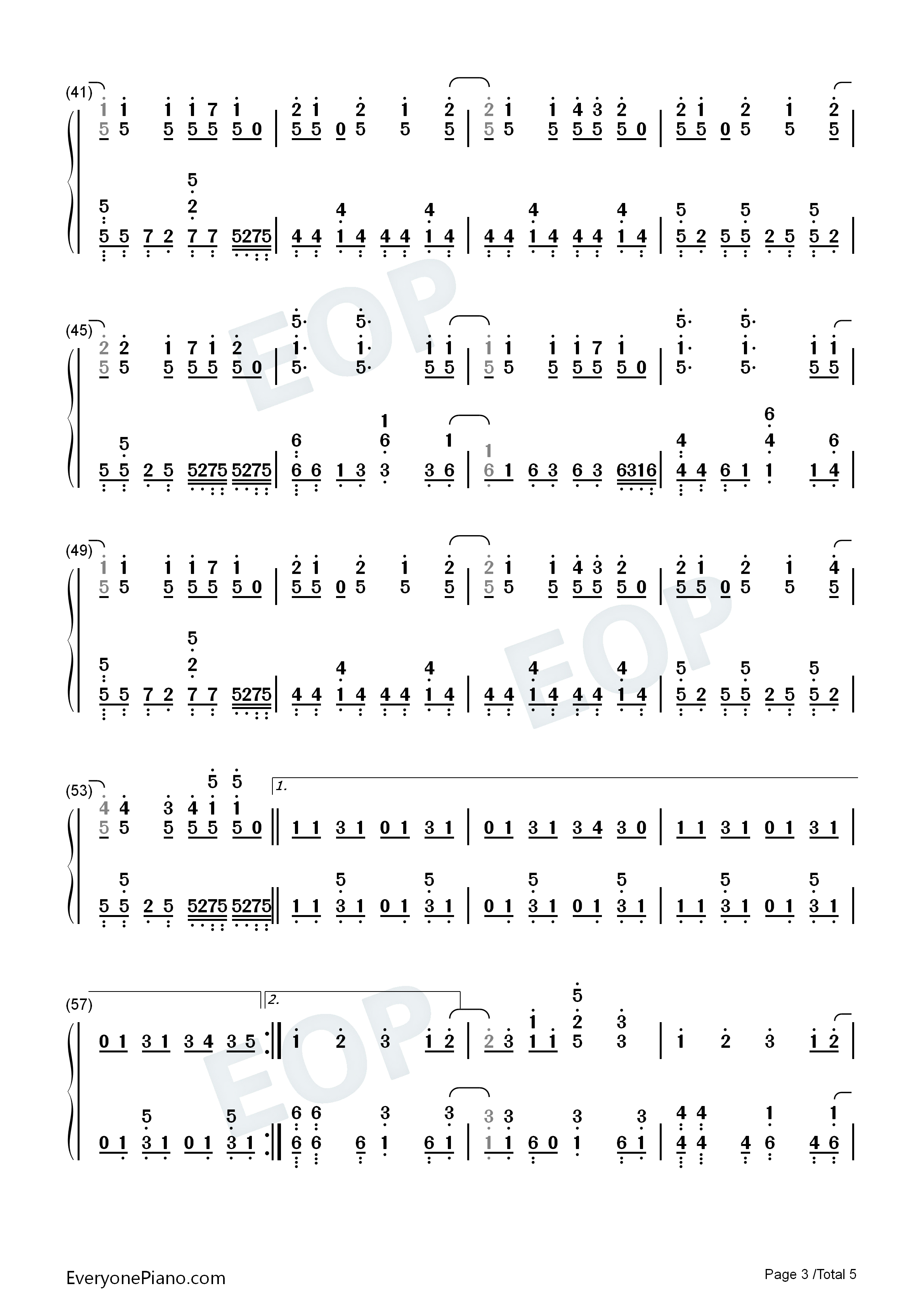 One_Day钢琴简谱_SPYAIR演唱