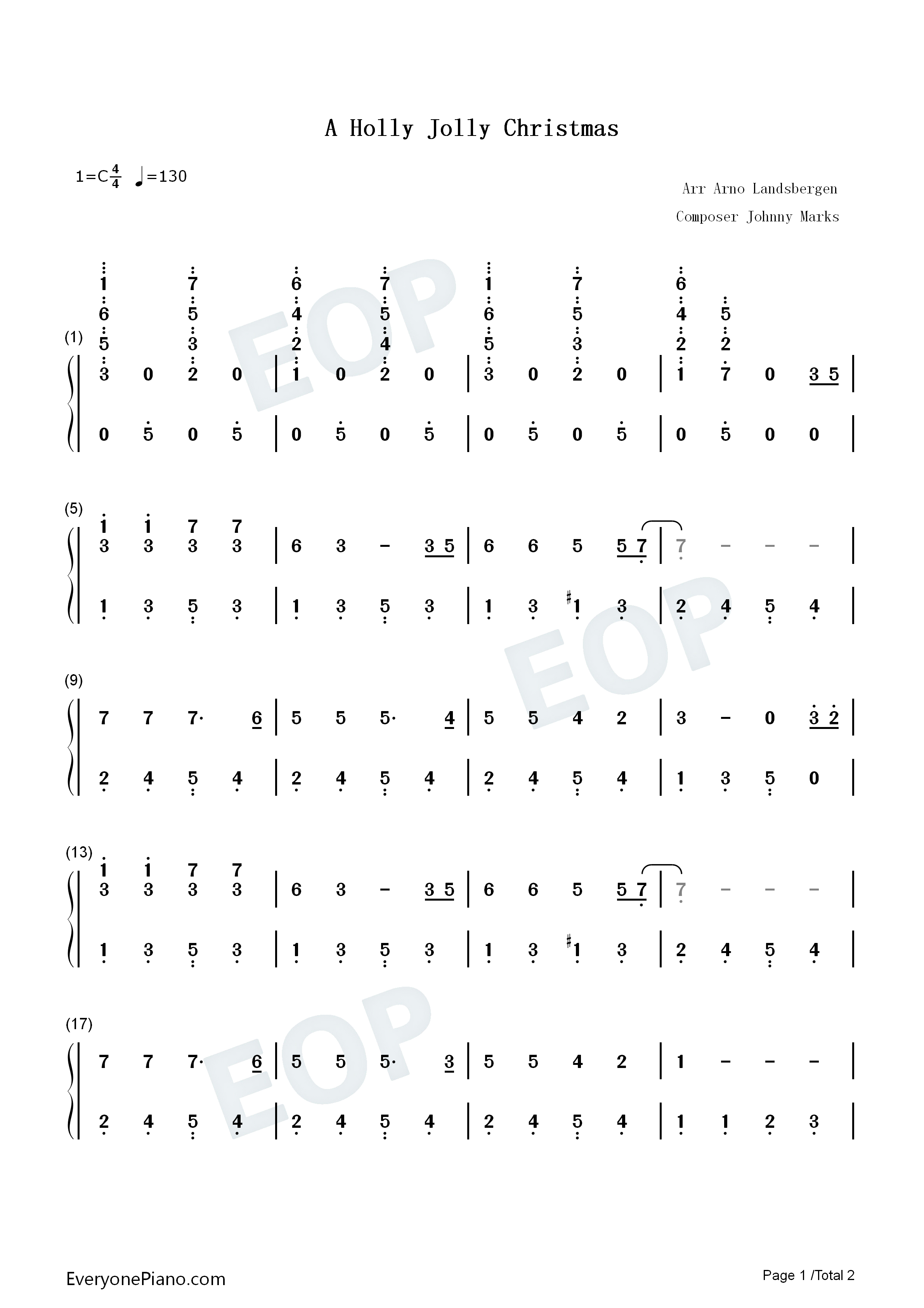 A_Holly_Jolly_Christmas钢琴简谱_Burl_Ives演唱