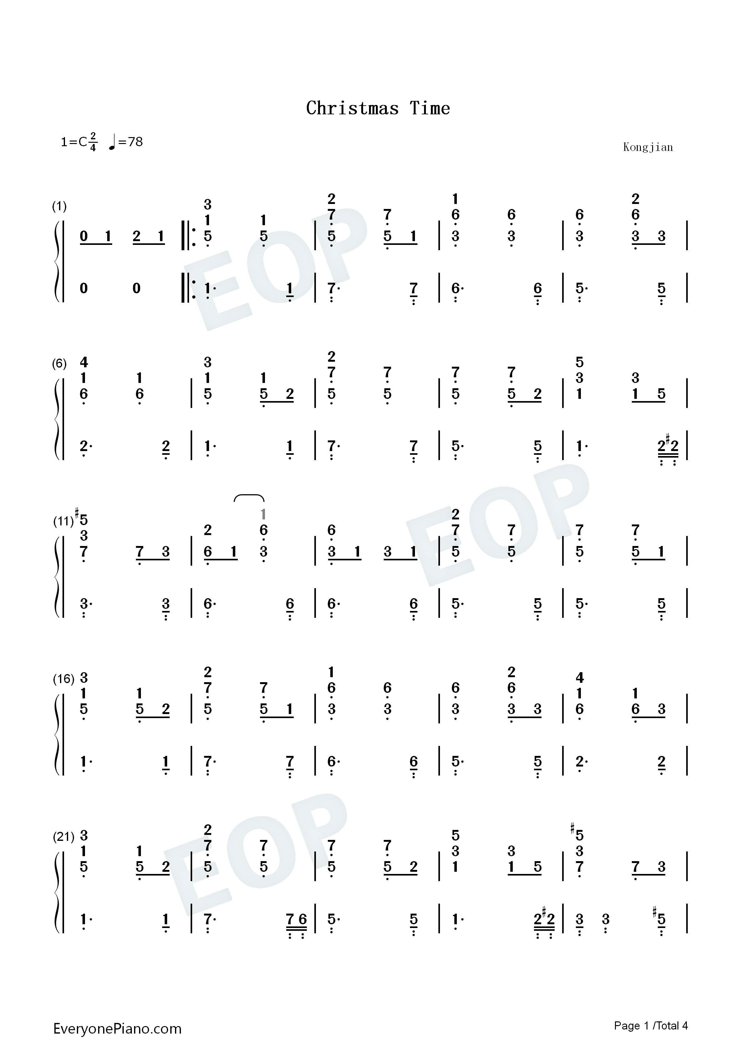 Christmas_Time钢琴简谱_Bryan_Adams演唱