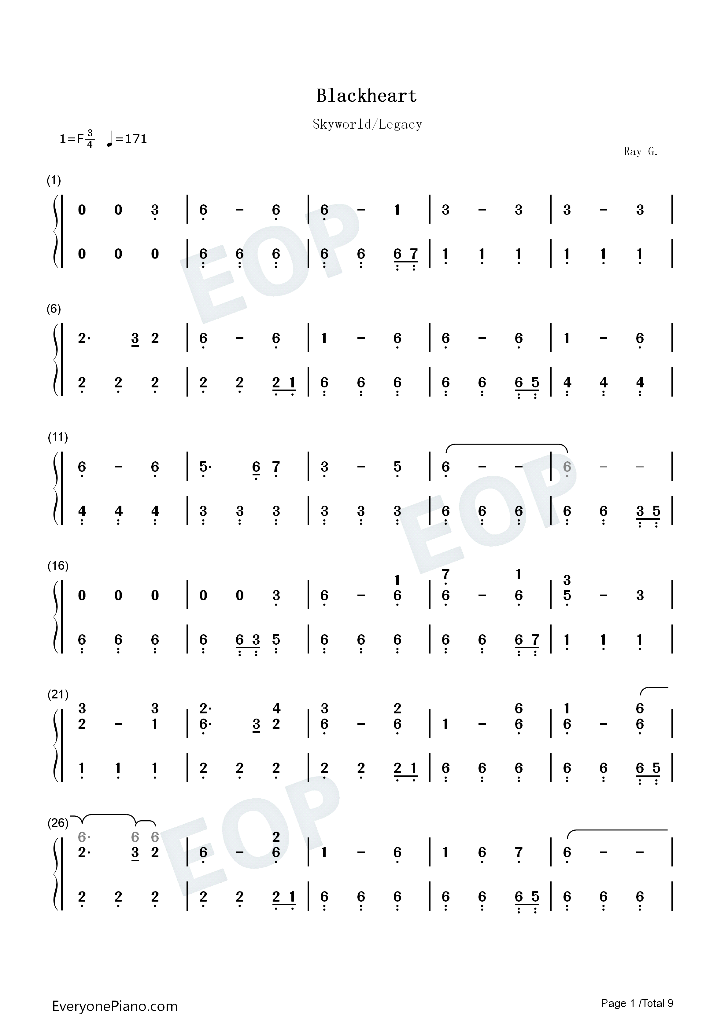 Blackheart钢琴简谱_Two_Steps_from_Hell演唱