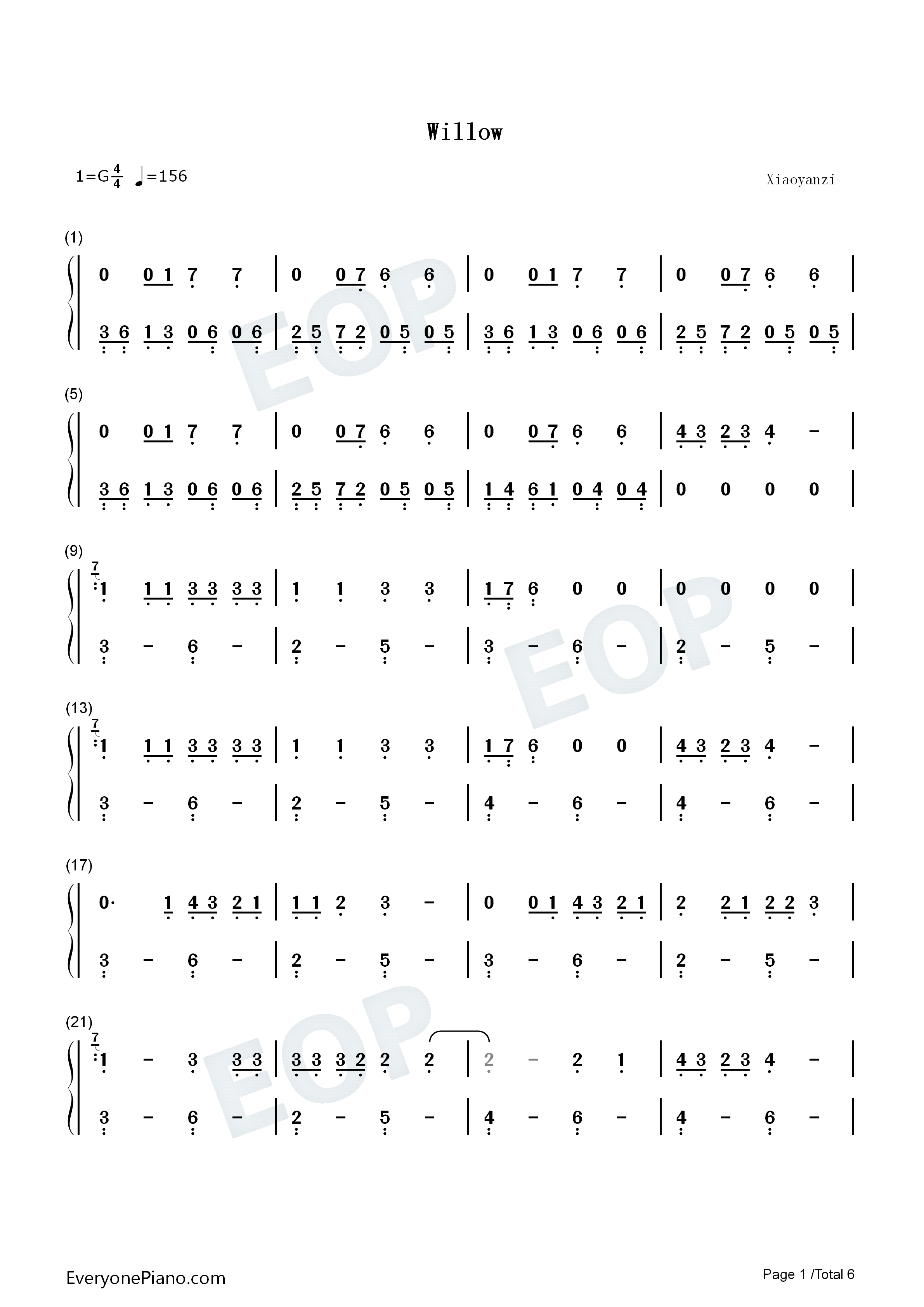 Willow钢琴简谱_Taylor_Swift演唱