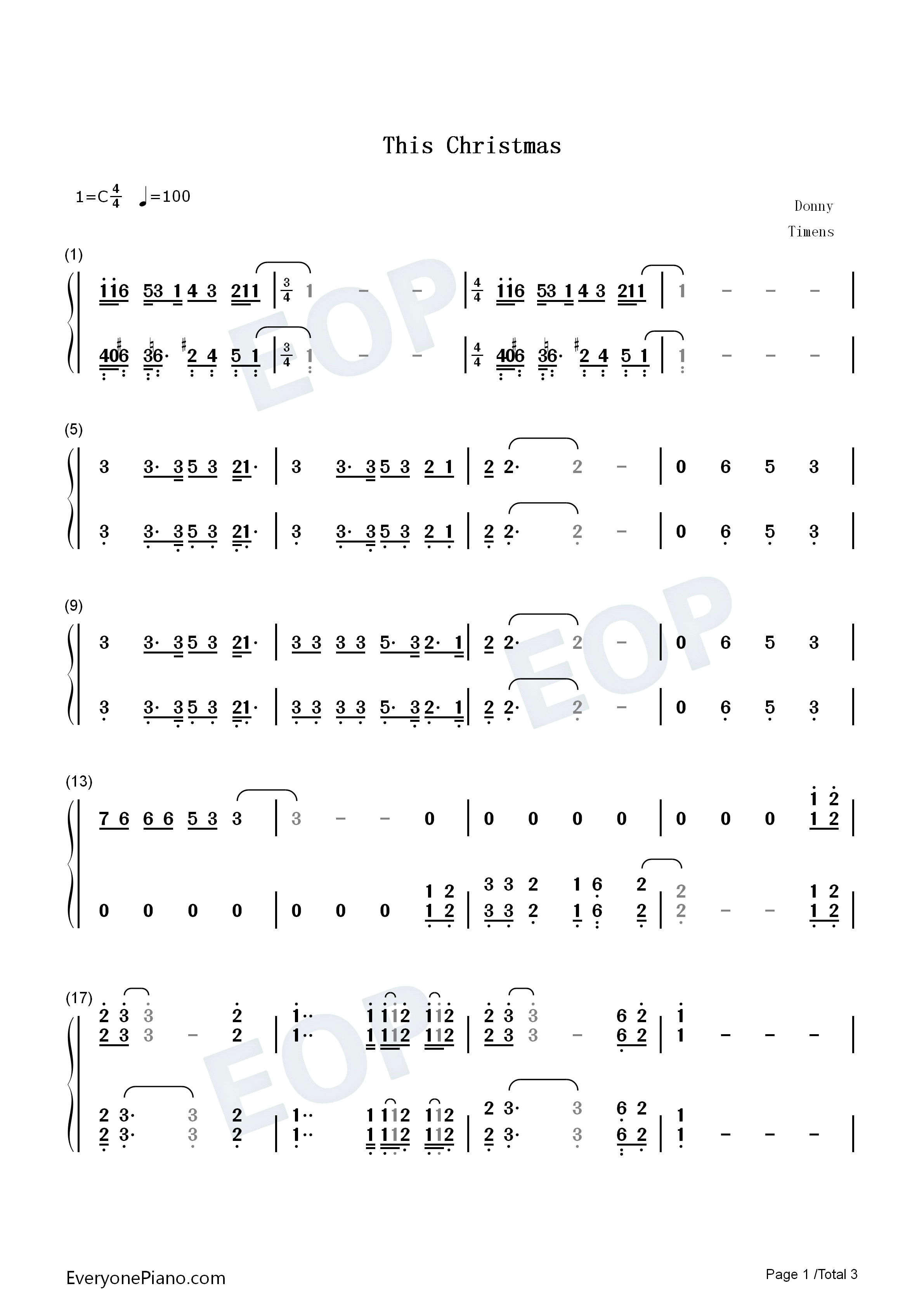 This_Christmas钢琴简谱_Donny_Hathaway演唱