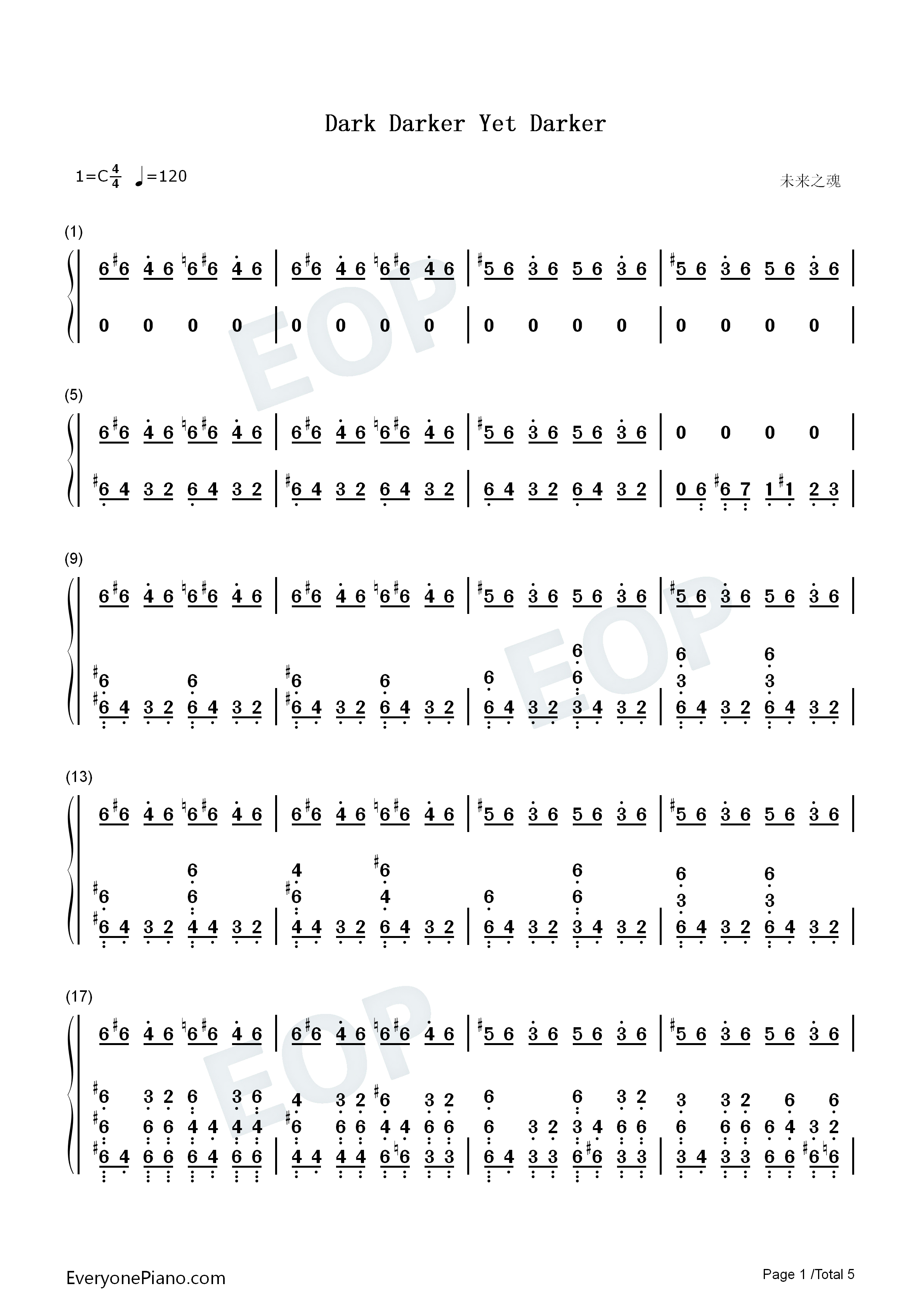 Dark_Darker_Yet_Darker钢琴简谱_SharaX演唱