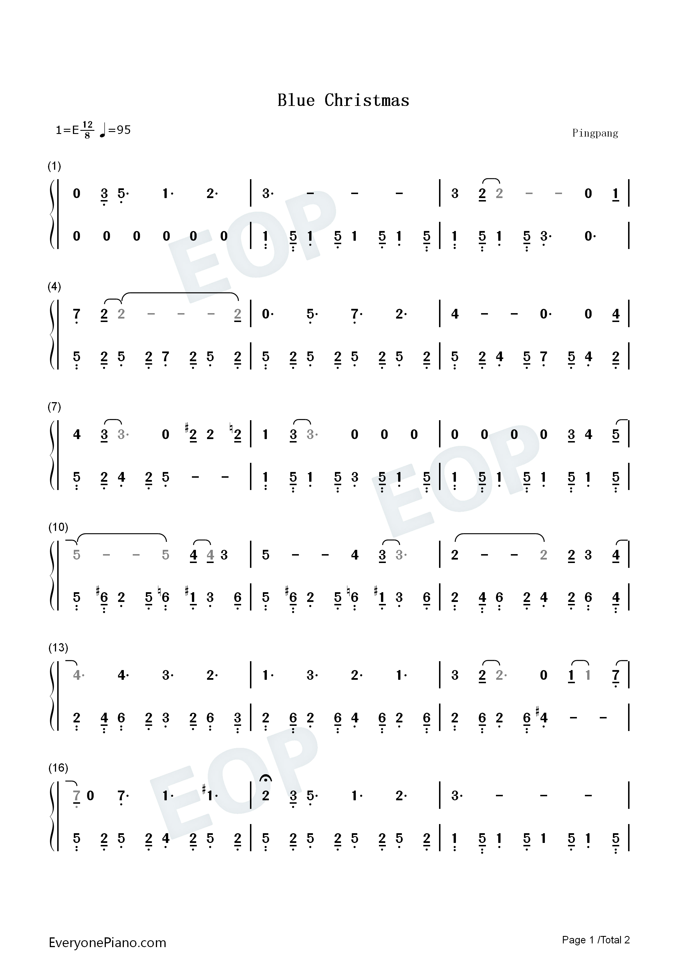 Blue_Christmas钢琴简谱_Elvis_Presley演唱