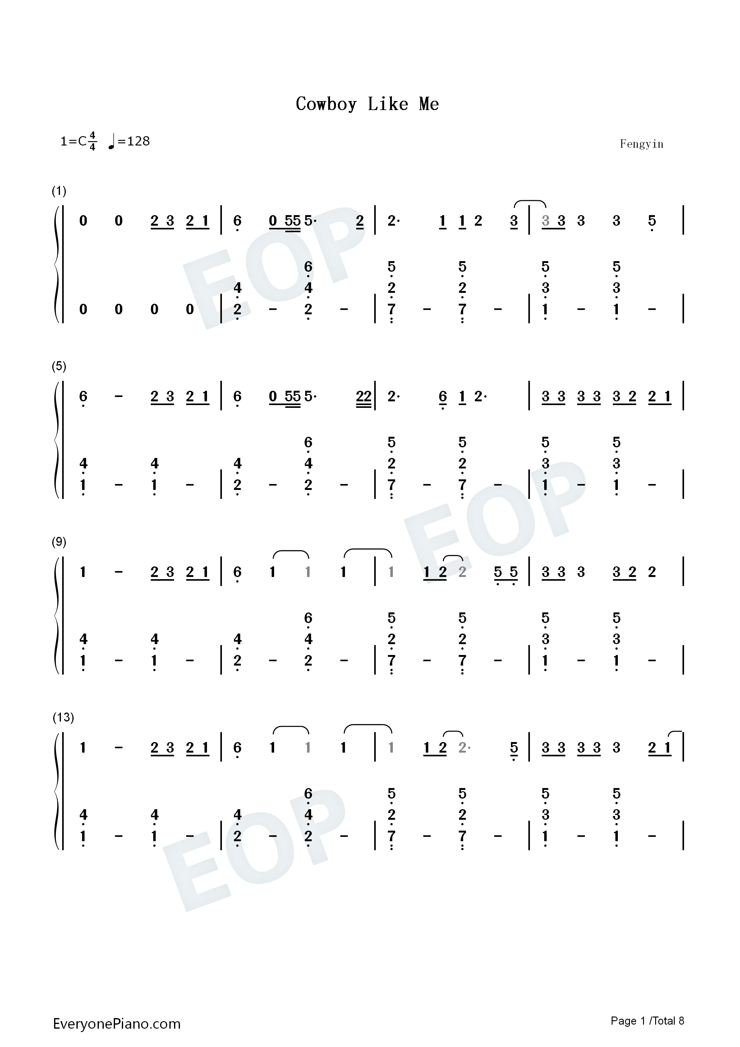 Cowboy_Like_Me钢琴简谱_Taylor_Swift演唱