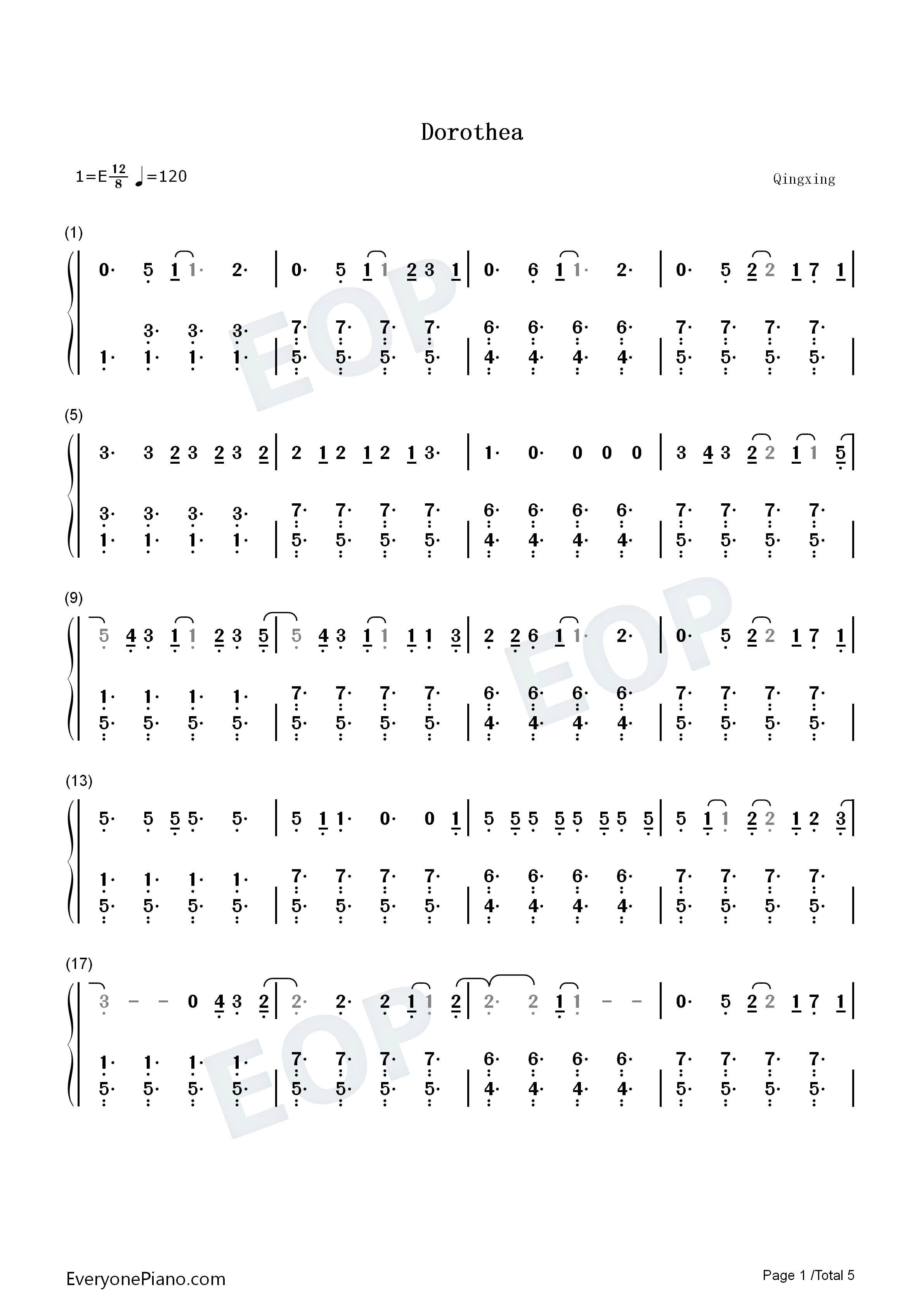 Dorothea钢琴简谱_Taylor_Swift演唱