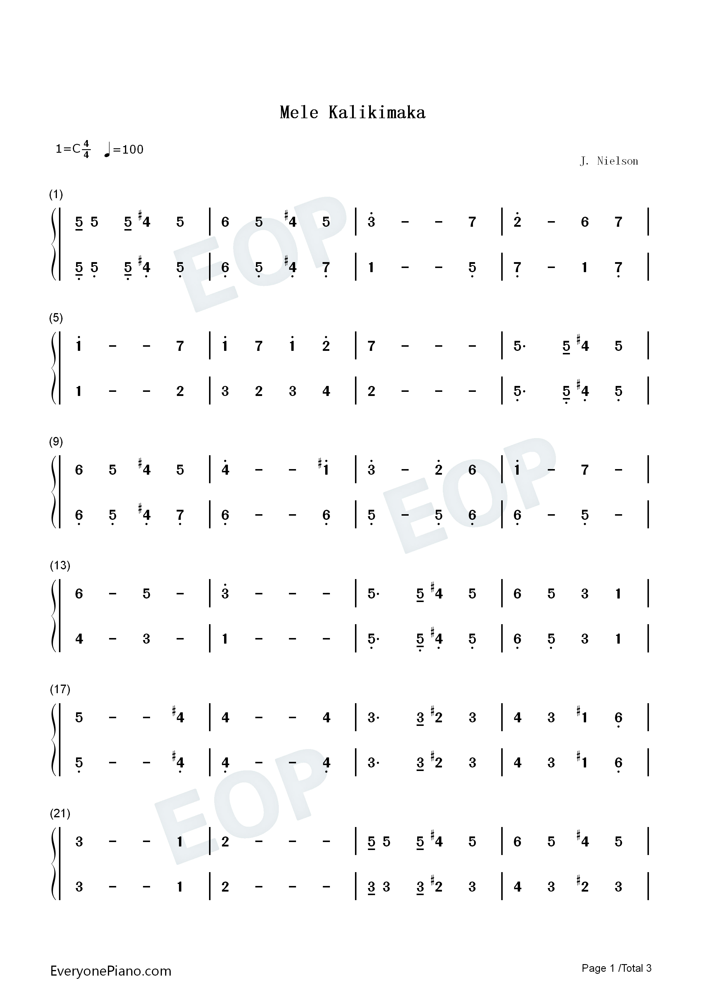 Mele_Kalikimaka钢琴简谱_R._Alex_Anderson演唱