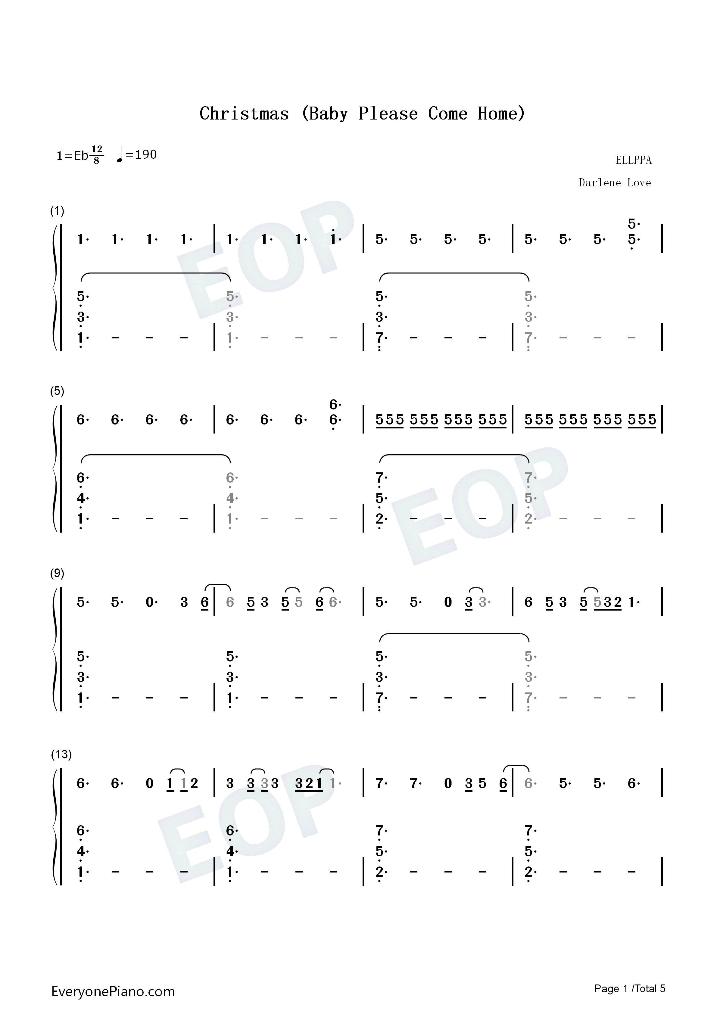 Christmas_Baby_Please_Come_Home钢琴简谱_Darlene_Love演唱