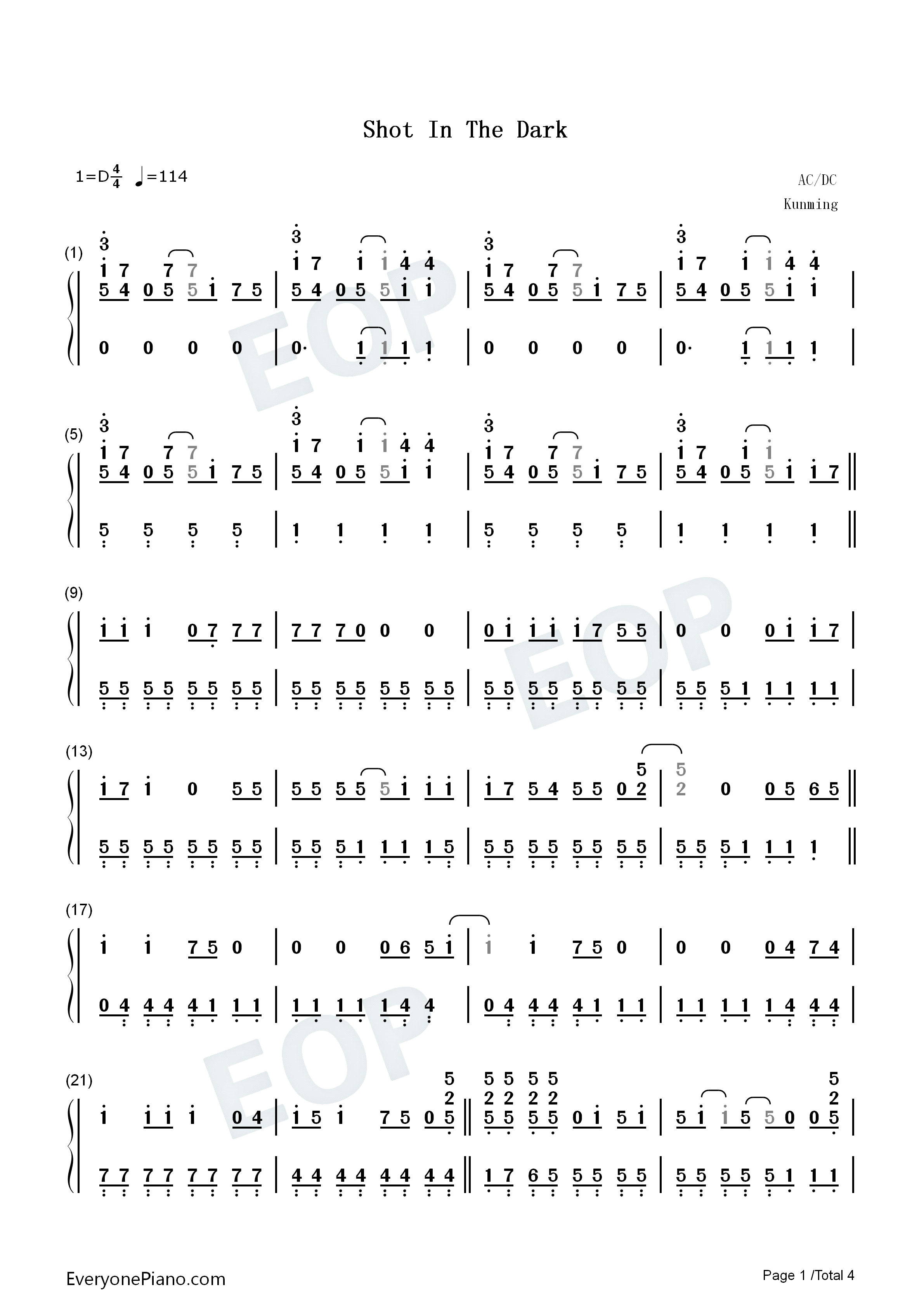 Shot_in_the_Dark钢琴简谱_AC/DC演唱