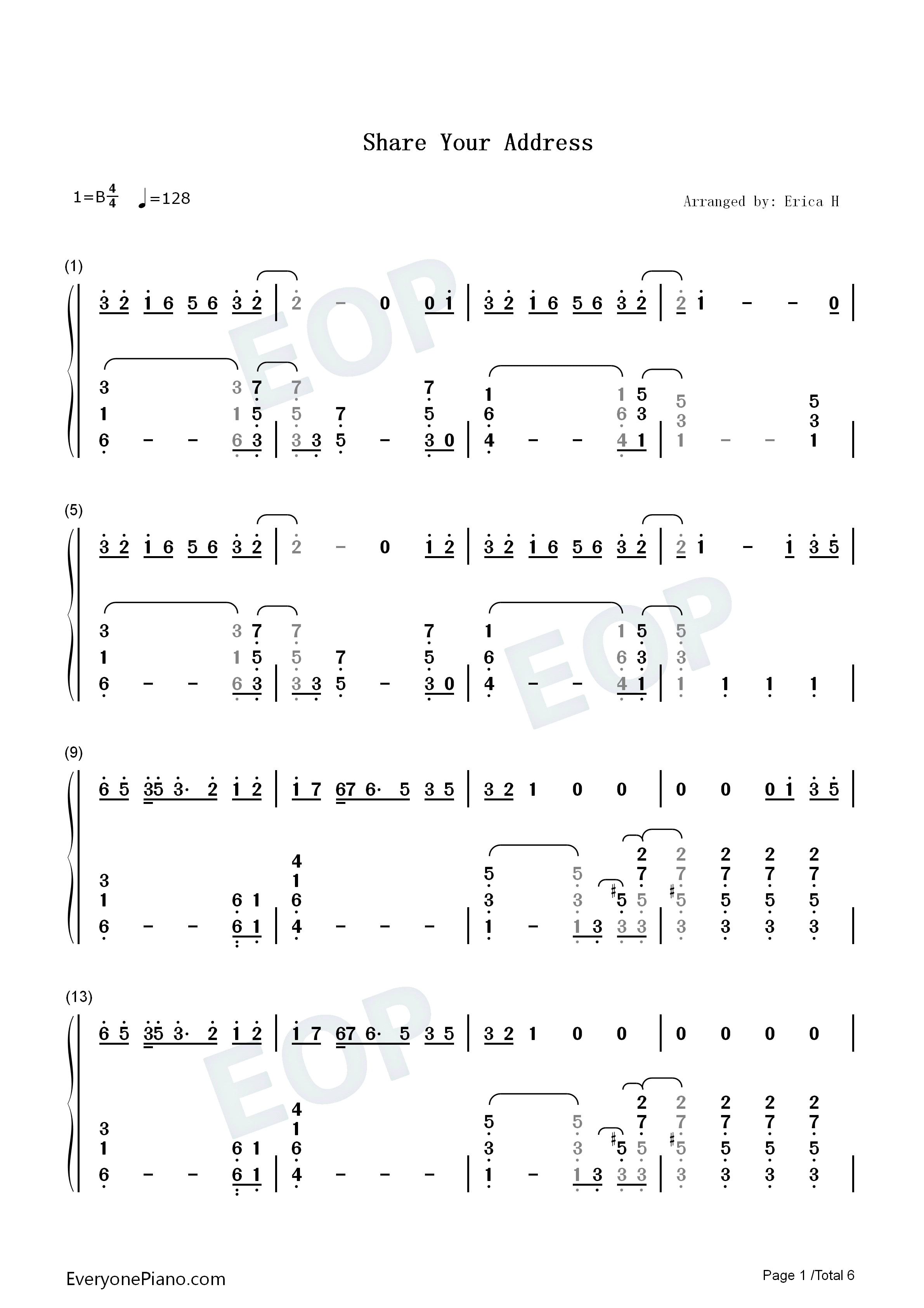 Share_Your_Address钢琴简谱_Ben_Platt演唱