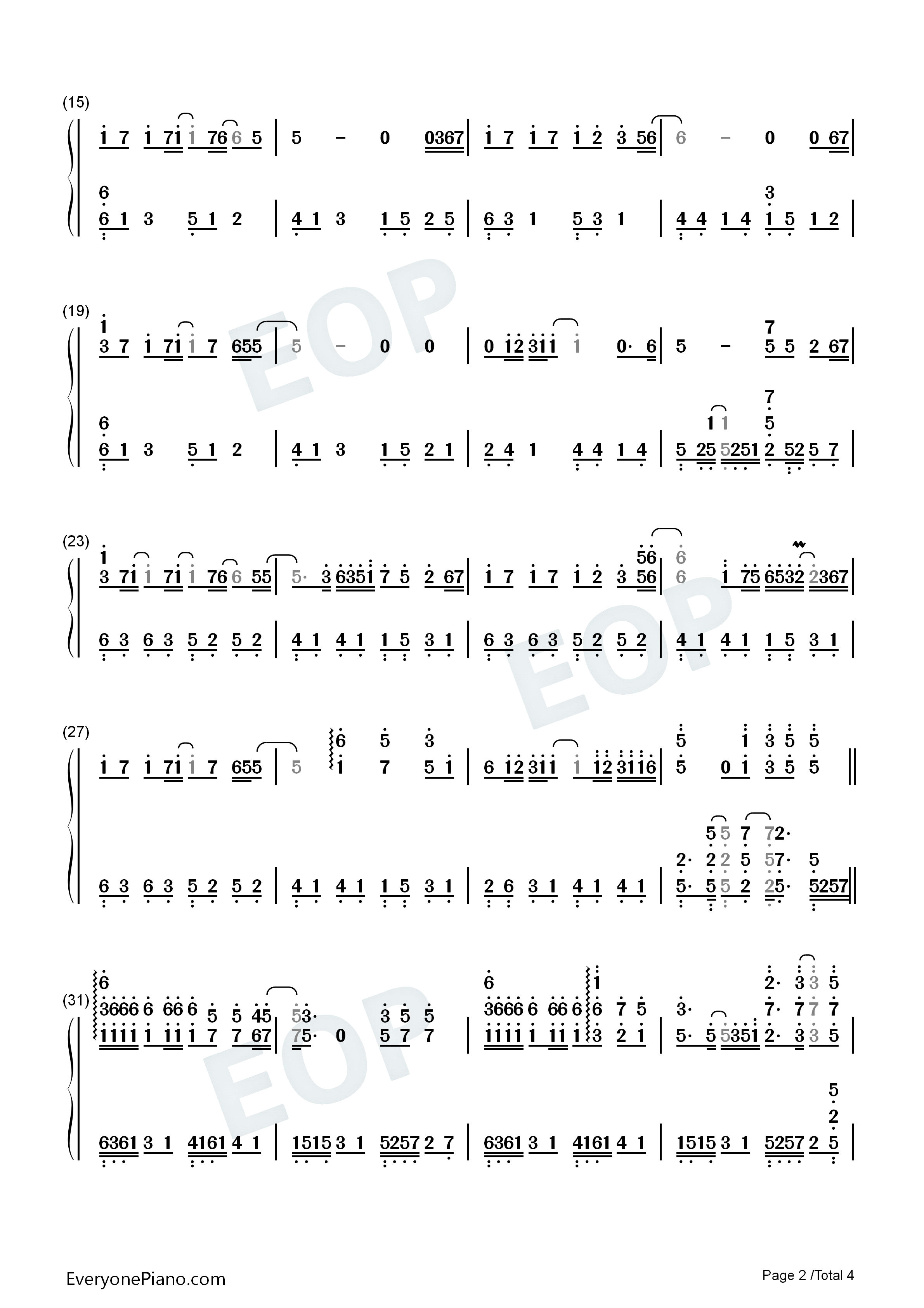 Nothing_In_The_World钢琴简谱_Atomic_Kitten演唱