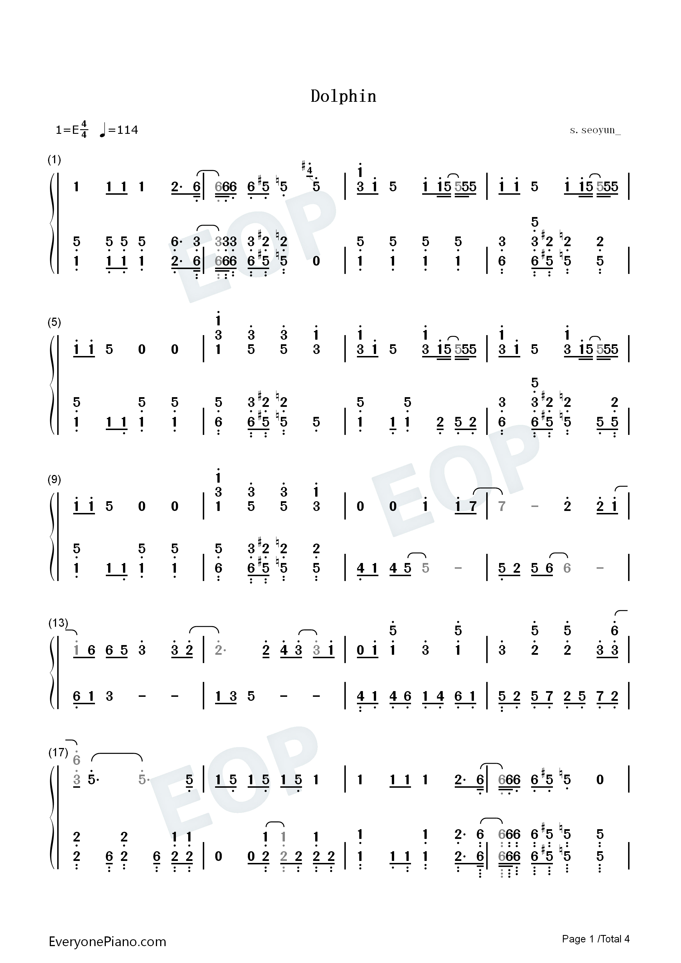 Dolphin钢琴简谱_Oh_My_Girl演唱