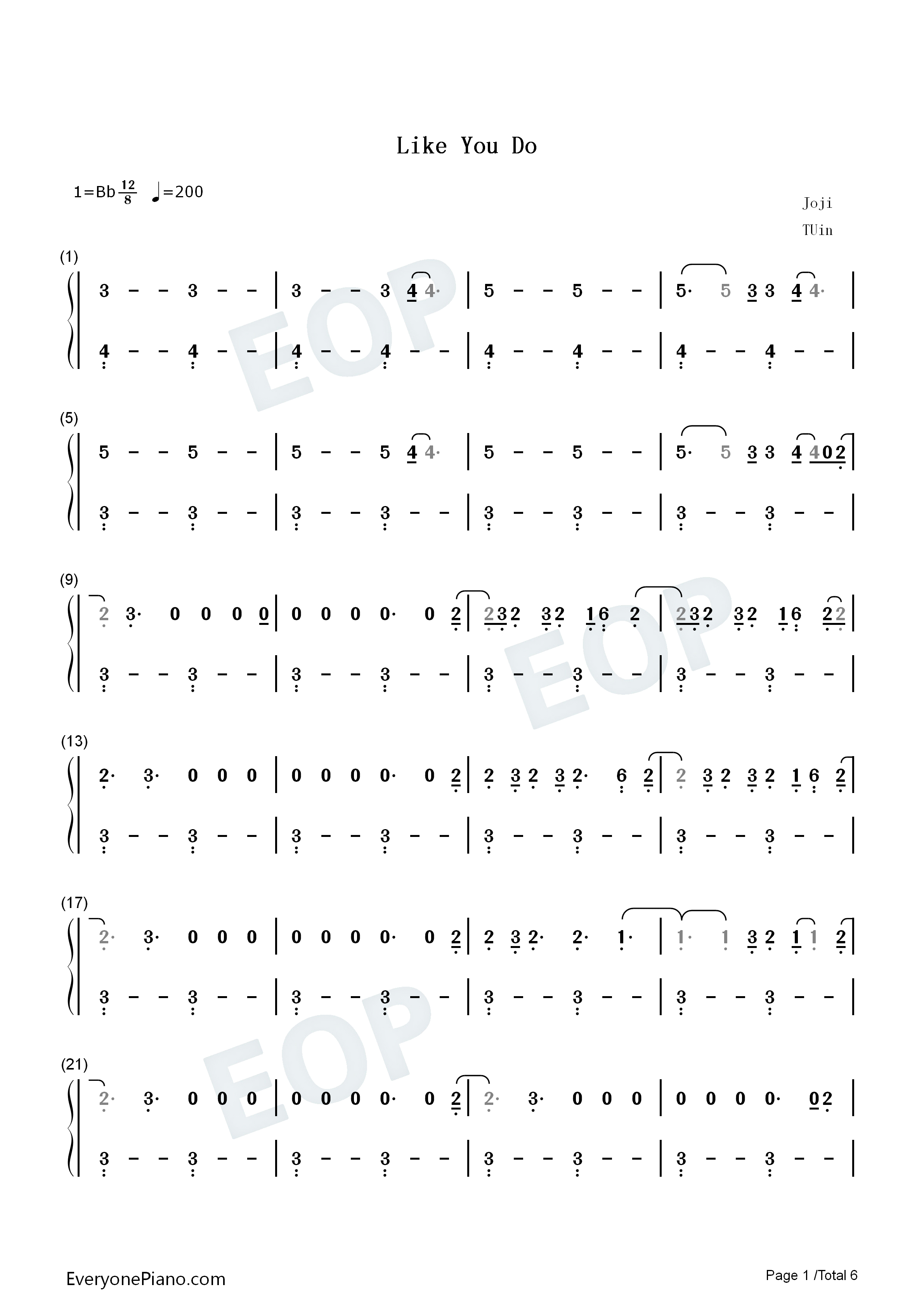Like_You_Do钢琴简谱_Joji演唱