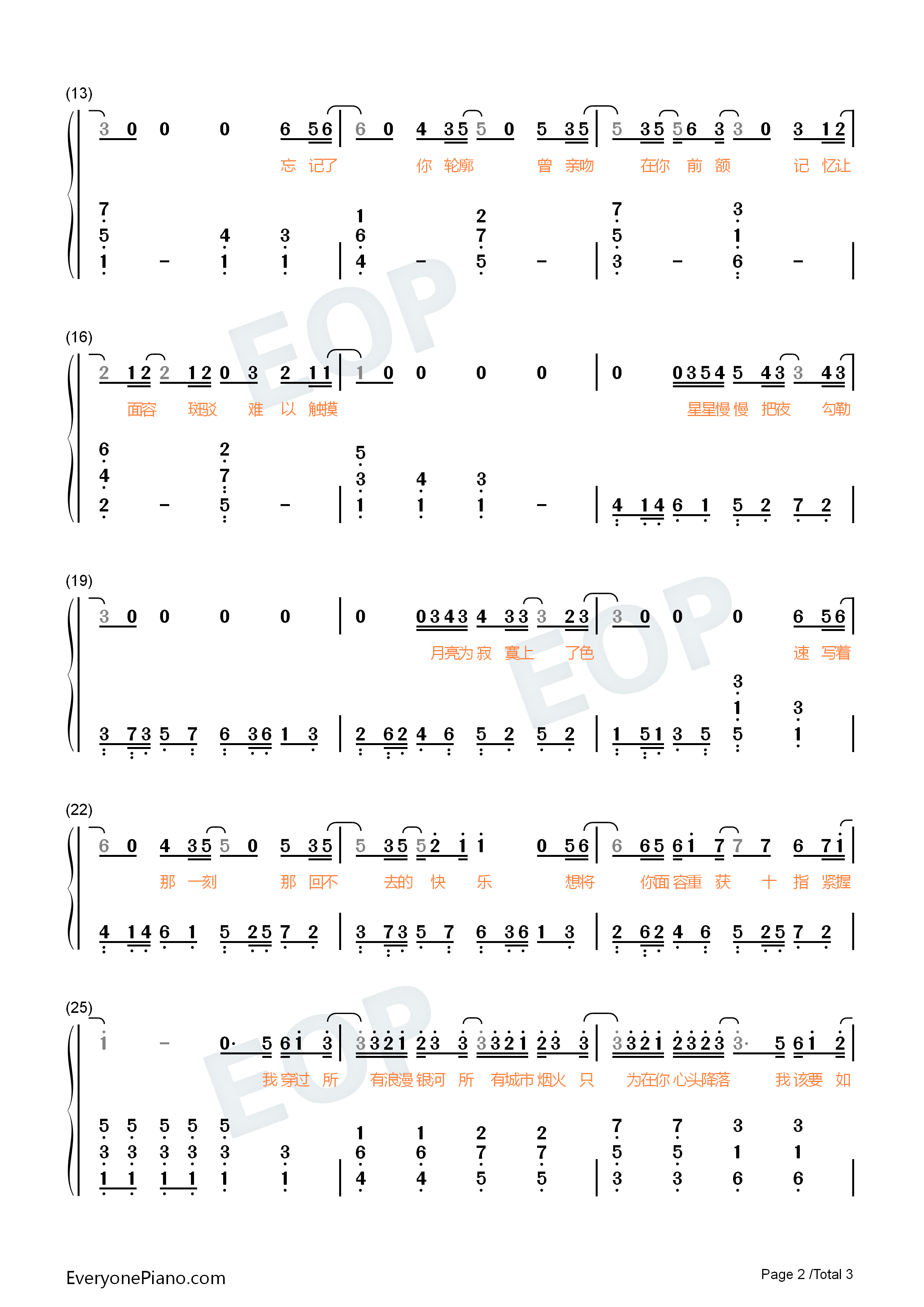 你的轮廓钢琴简谱_叶琼琳演唱