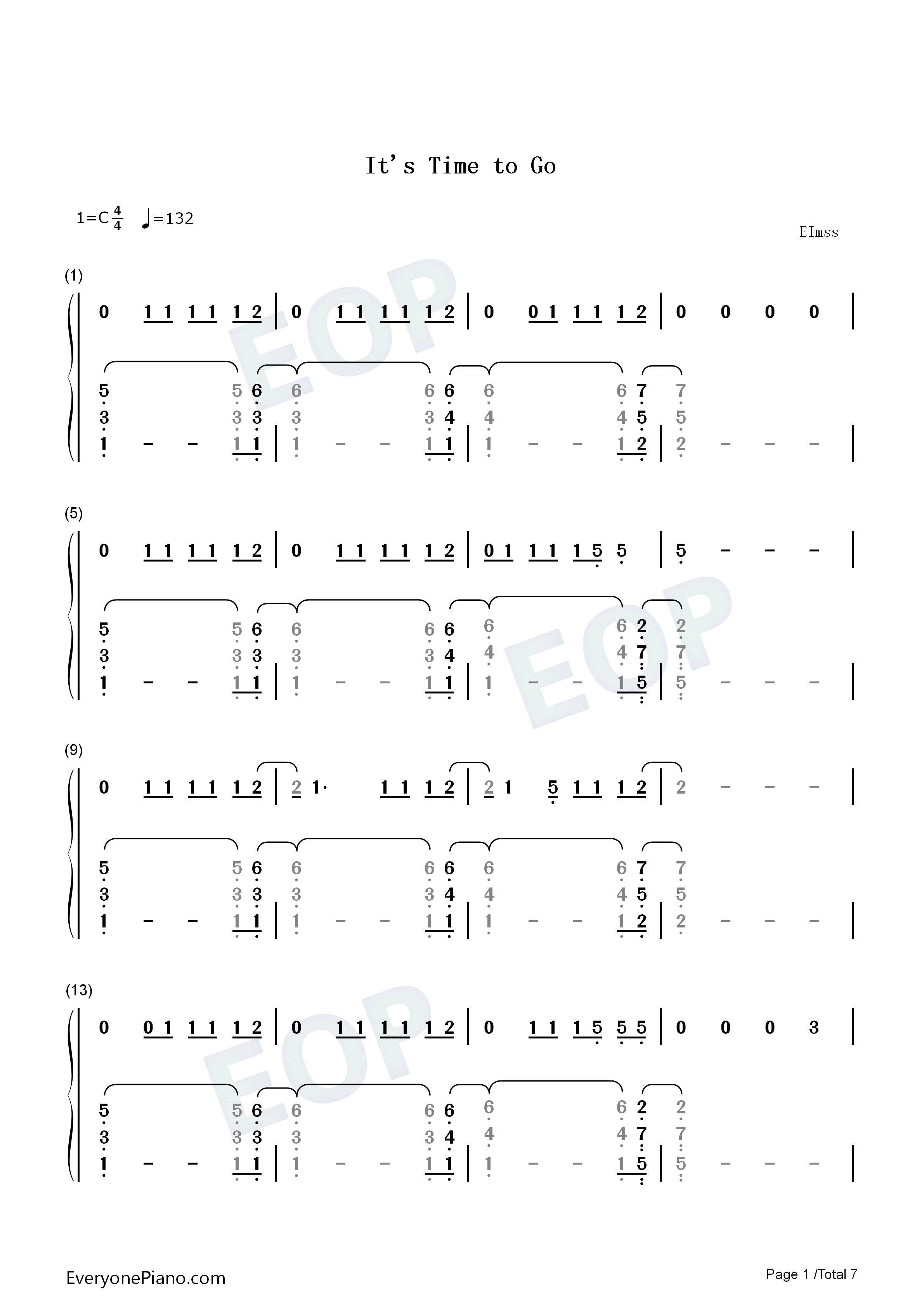 Its_Time_to_Go钢琴简谱_Taylor_Swift演唱