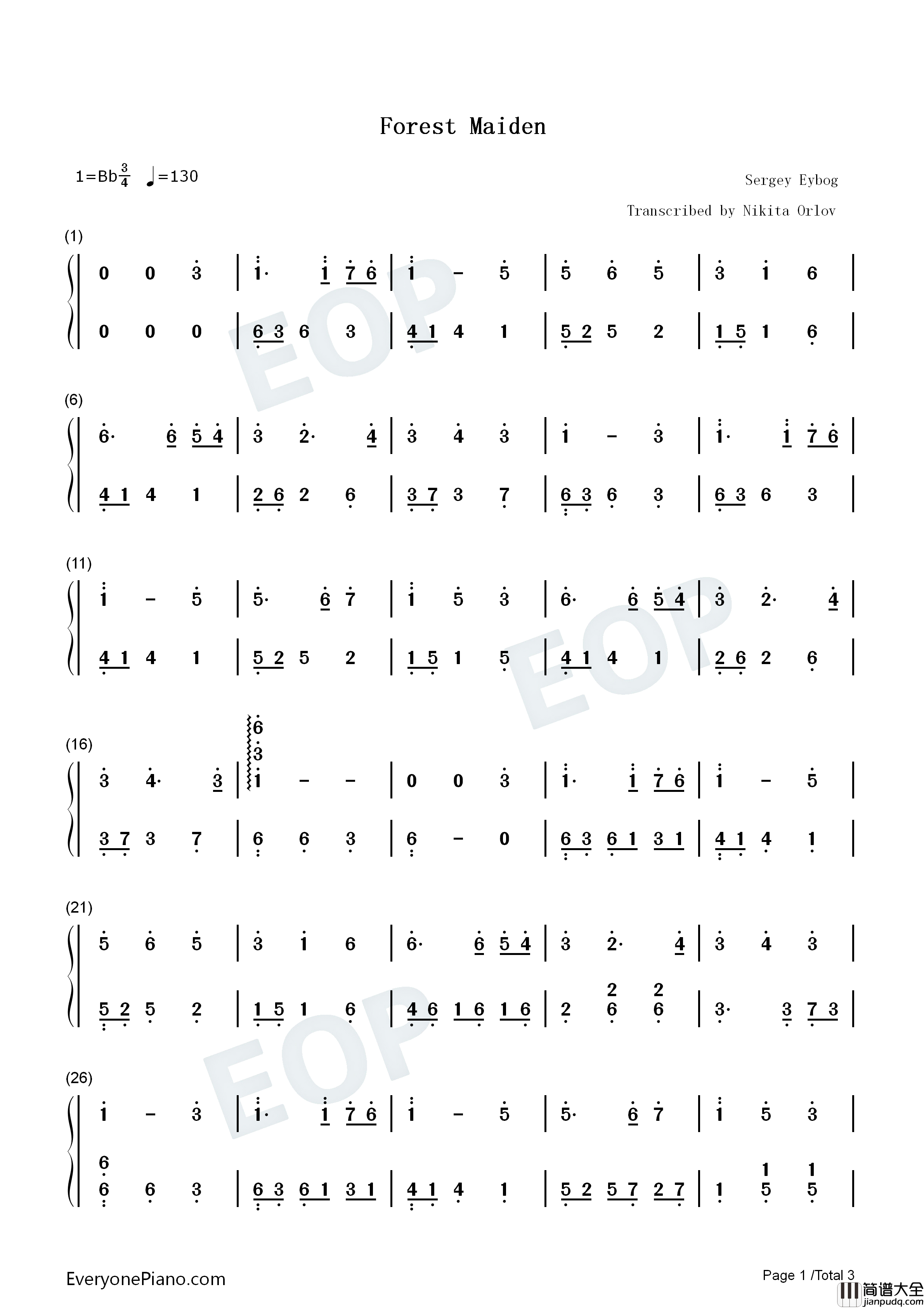 Forest_Maiden钢琴简谱_Sergey_Eybog演唱