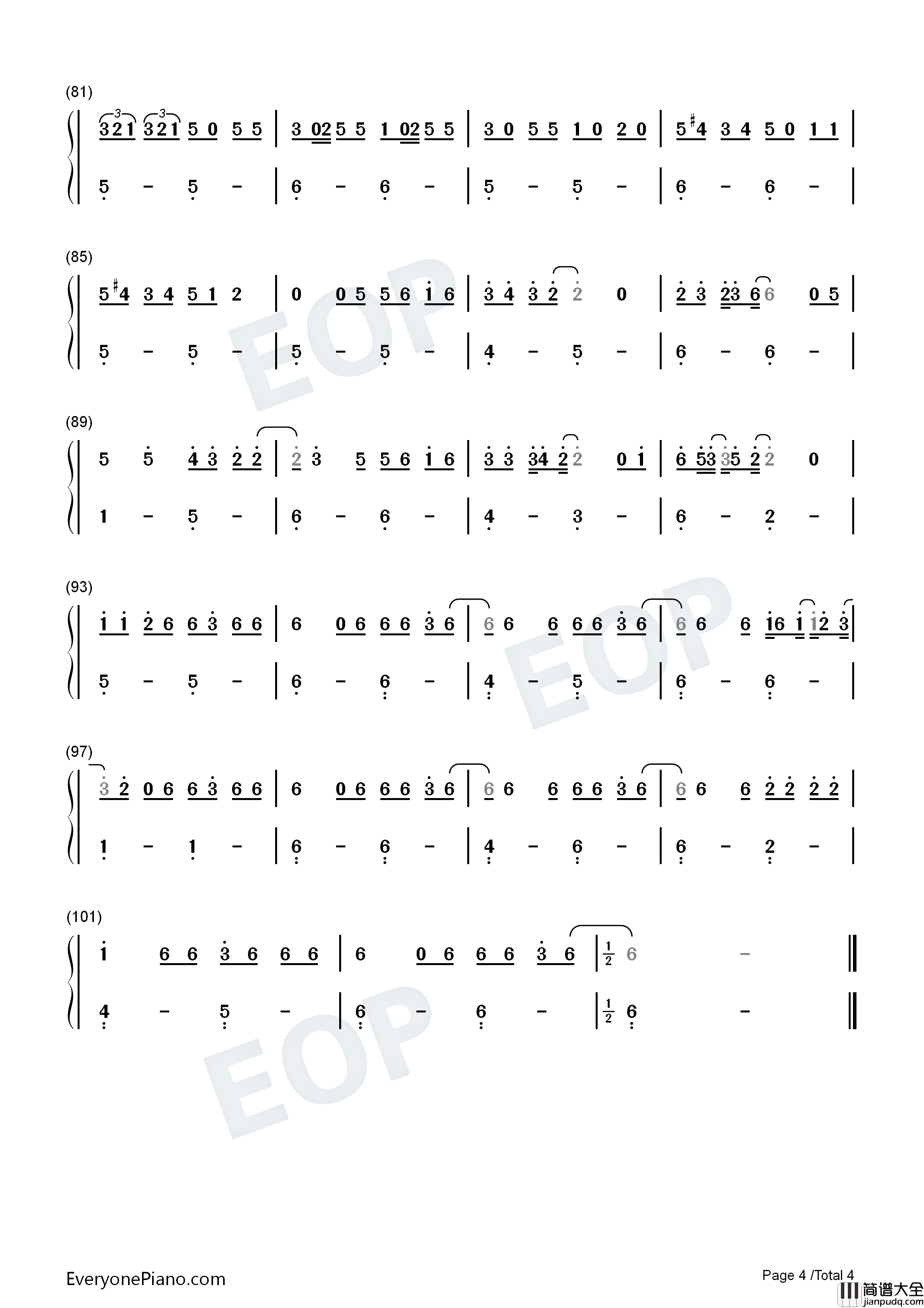 Lalalilala钢琴简谱_April演唱