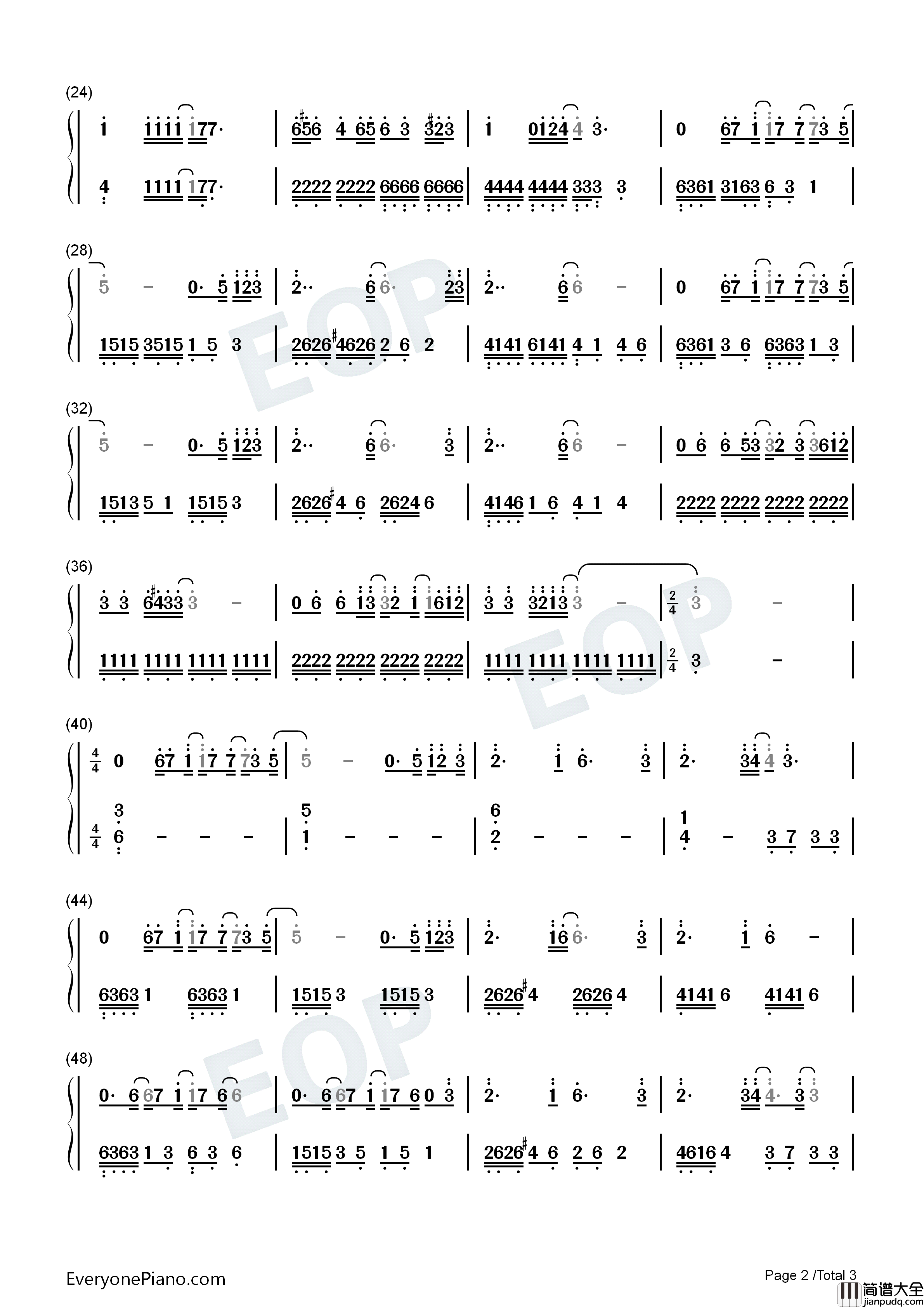 万国觉醒钢琴简谱_邓紫棋演唱