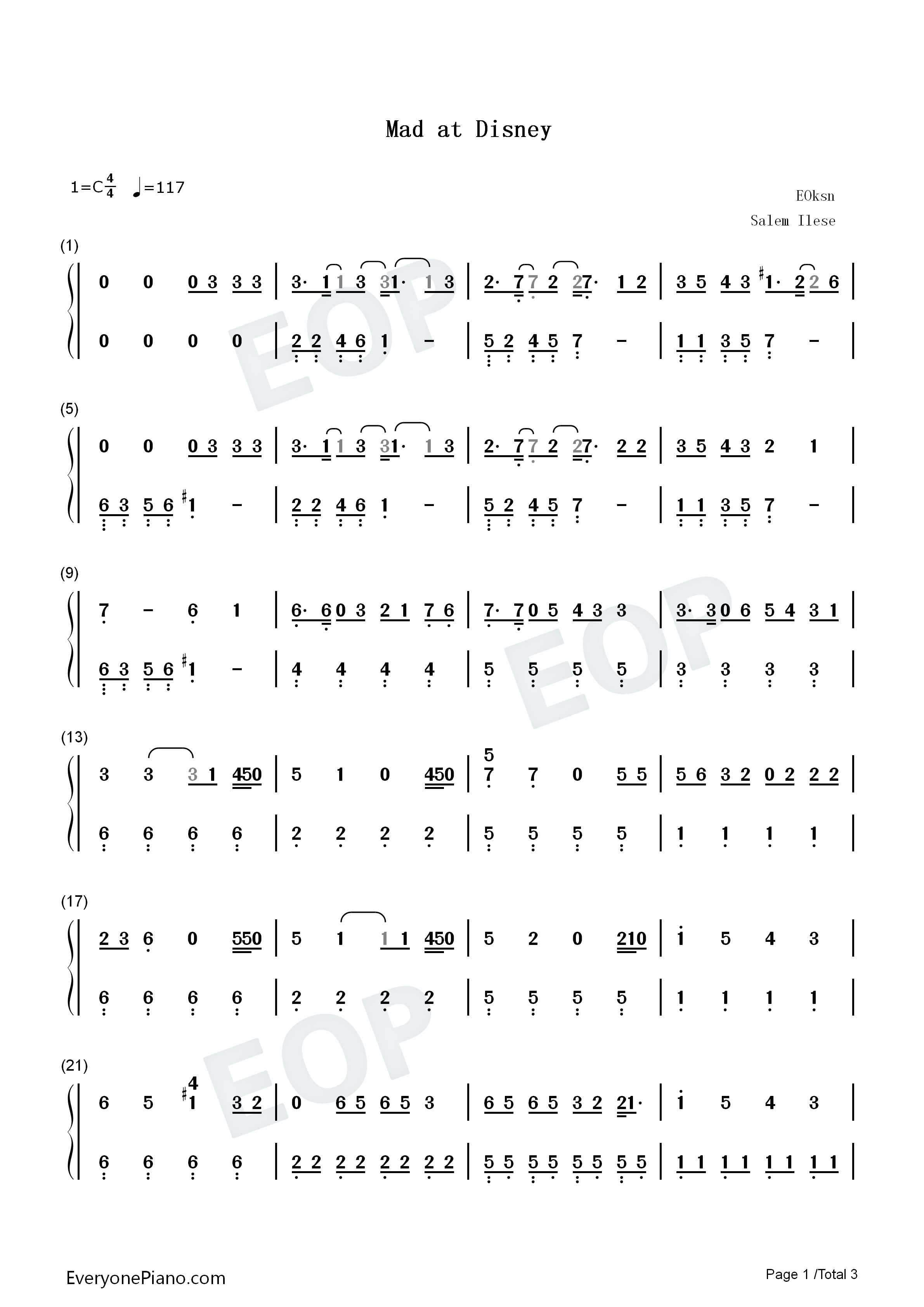 Mad_at_Disney钢琴简谱_Salem_Ilese演唱