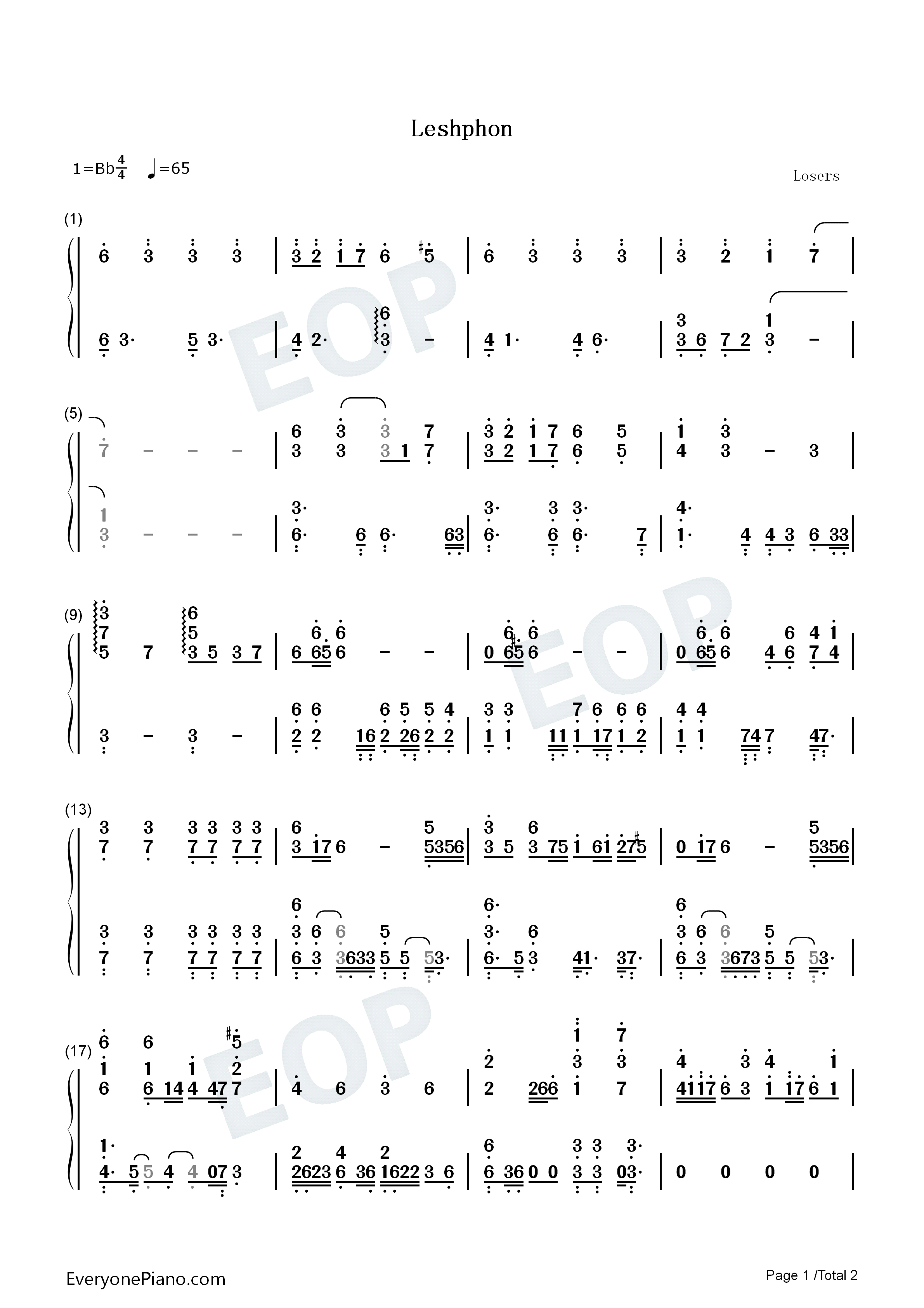 Leshphon钢琴简谱_DNF演唱