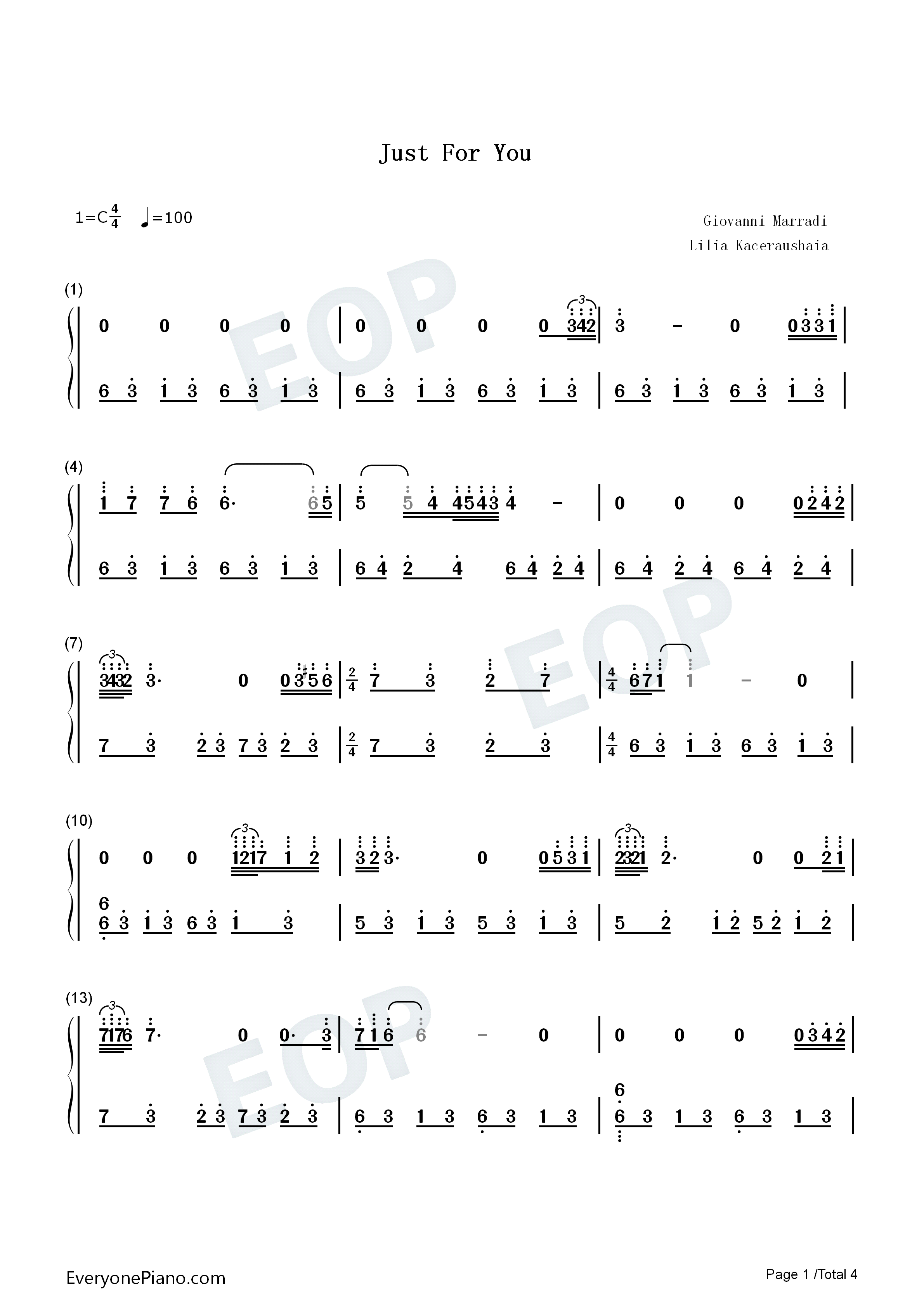 Just_For_You钢琴简谱_Giovanni_Marradi演唱