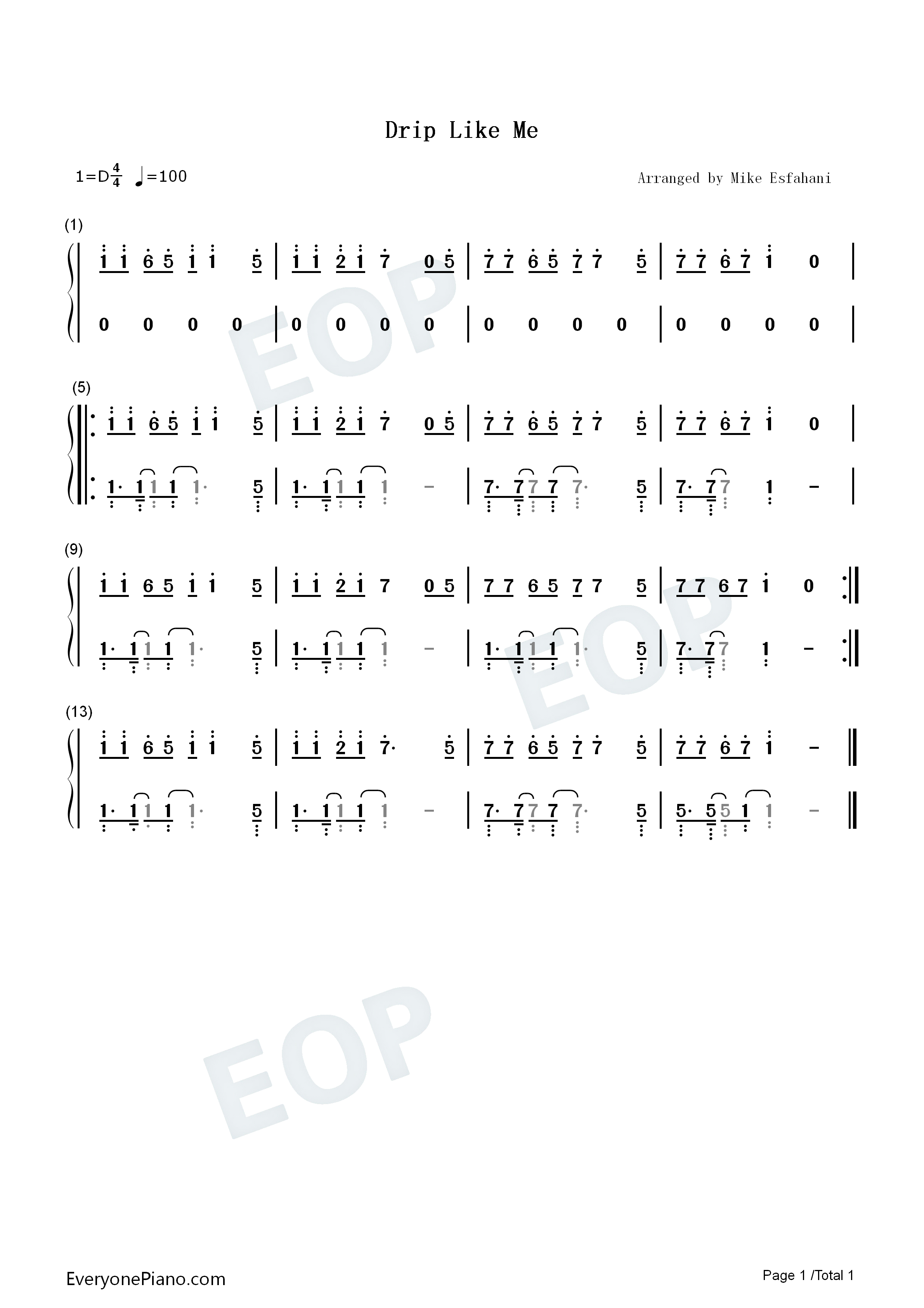 Drip_Like_Me钢琴简谱_Kenndog演唱