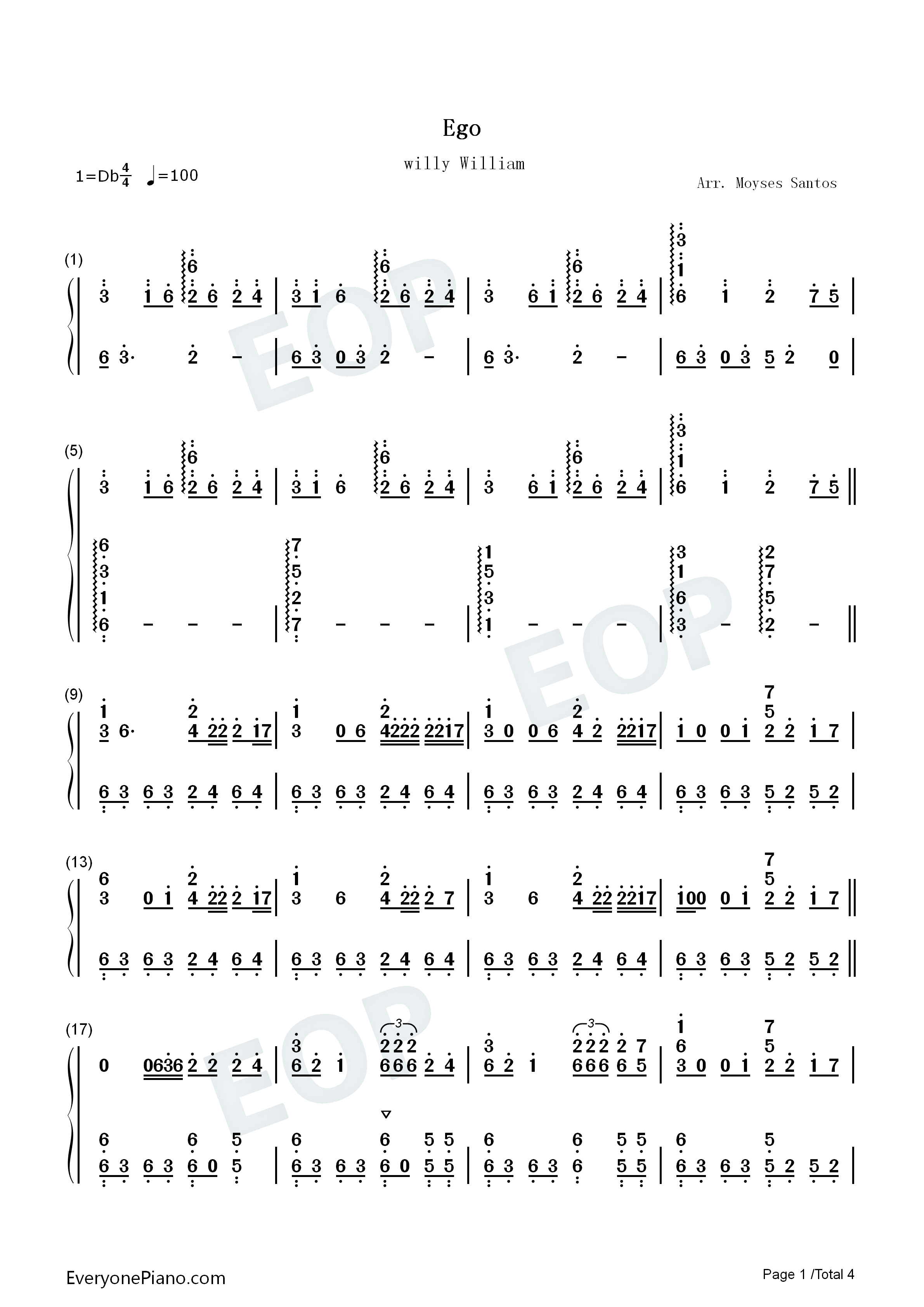 Ego钢琴简谱_Willy_William演唱