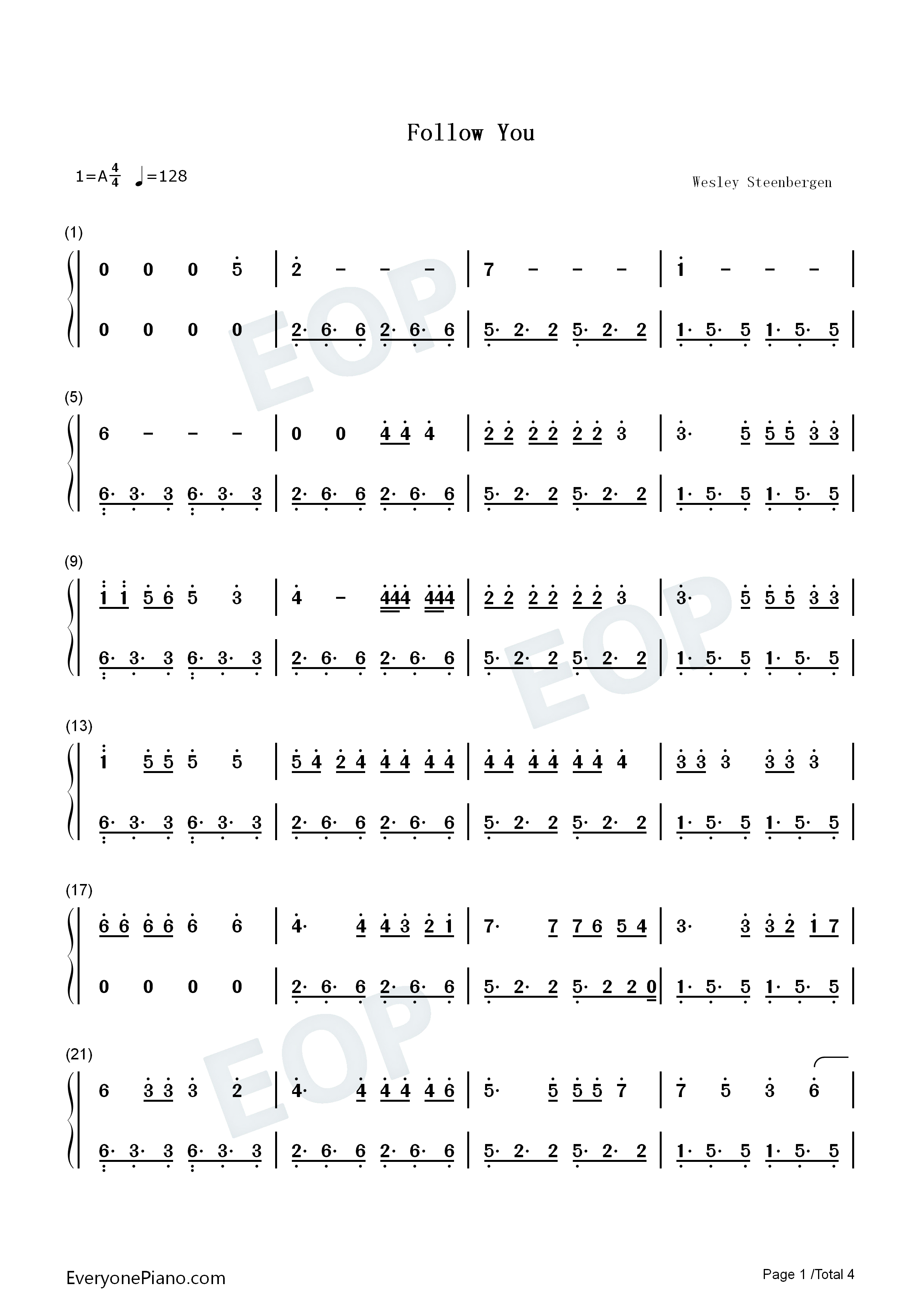 Follow_You钢琴简谱_Imagine_Dragons演唱