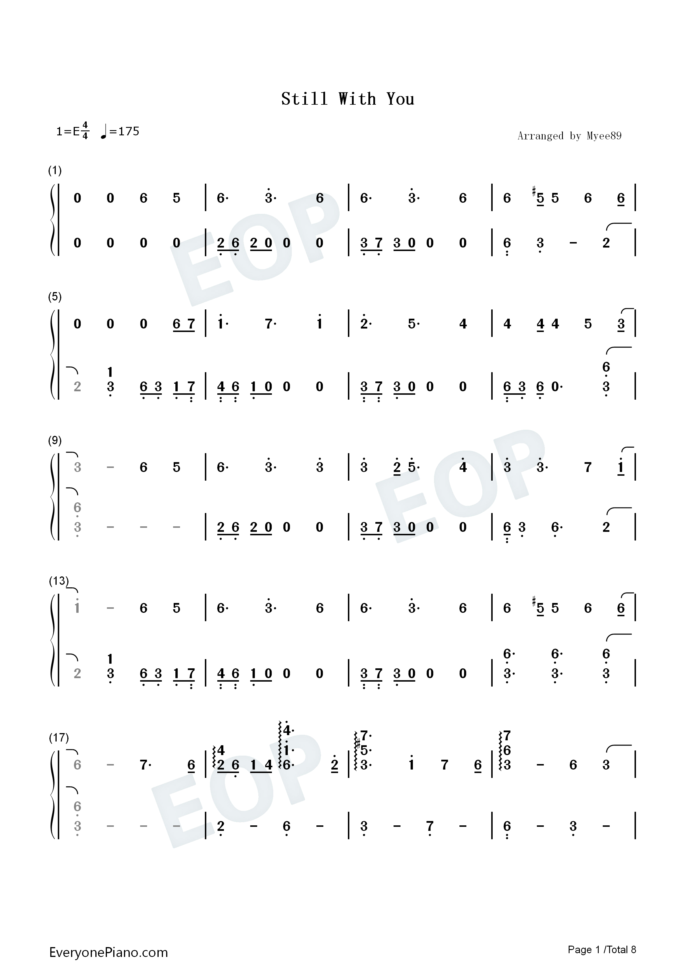 Still_With_You钢琴简谱_田柾国_Jungkook演唱