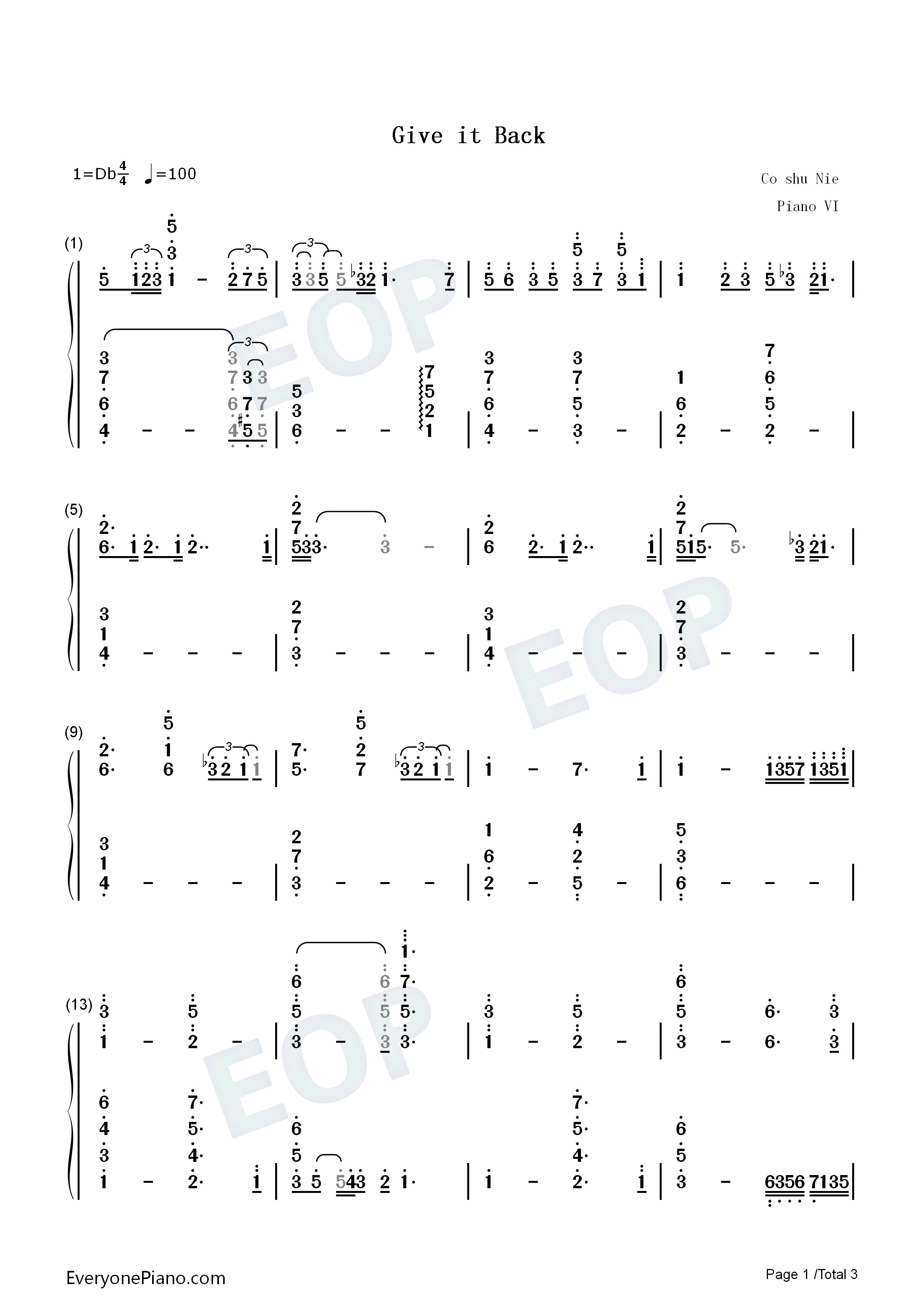Give_it_Back钢琴简谱_Cö_Shu_Nie演唱